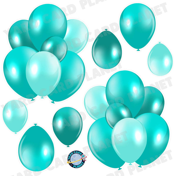 Teal Balloon Bouquets and Singles Half Sheet Yard Card Set