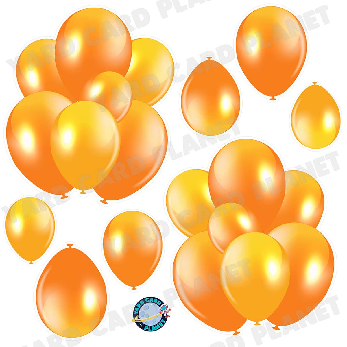 Orange Balloon Bouquets and Singles Half Sheet Yard Card Set