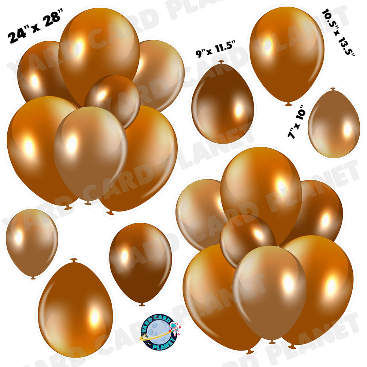 Brown Balloon Bouquets and Singles Half Sheet Yard Card Set