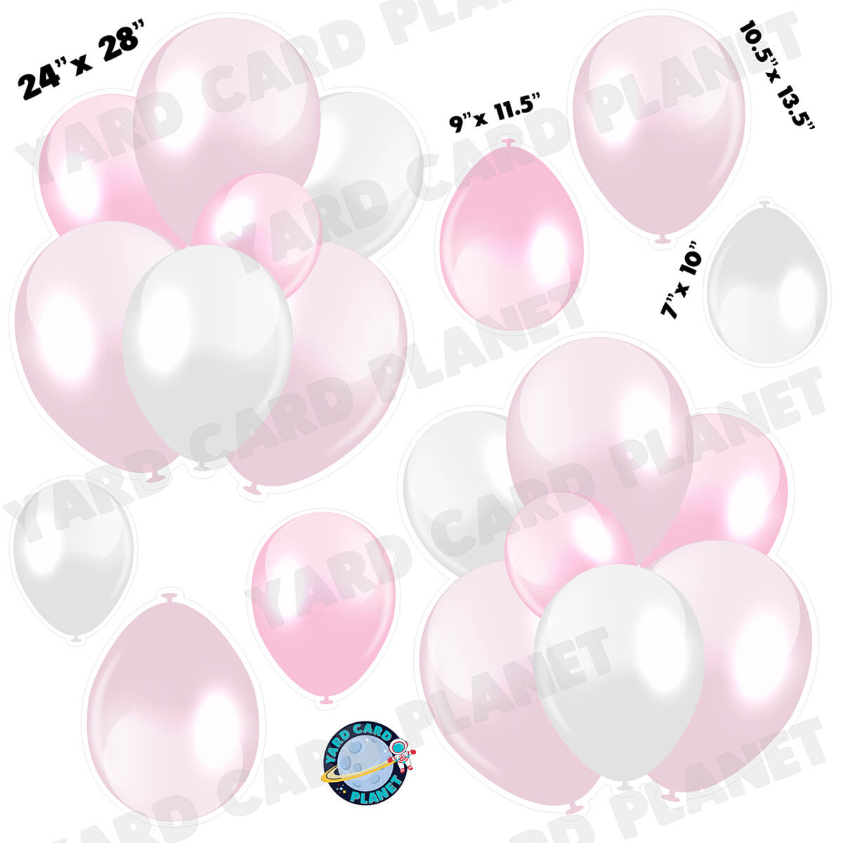 Light Pink Balloon Bouquets and Singles Half Sheet Yard Card Set