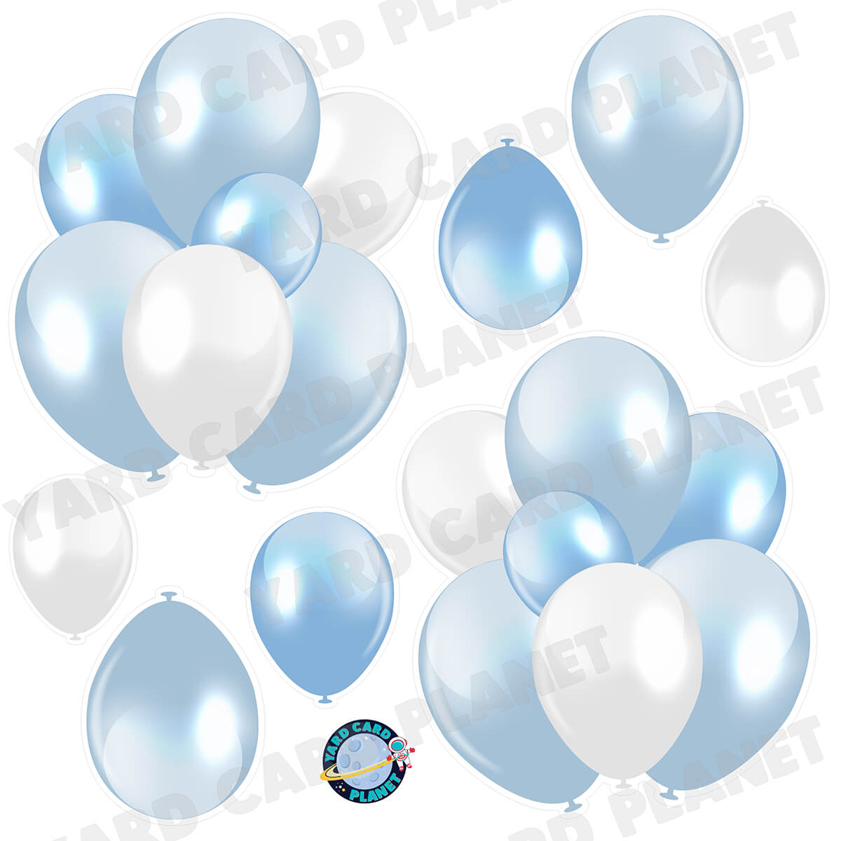 Baby Blue Balloon Bouquets and Singles Half Sheet Yard Card Set