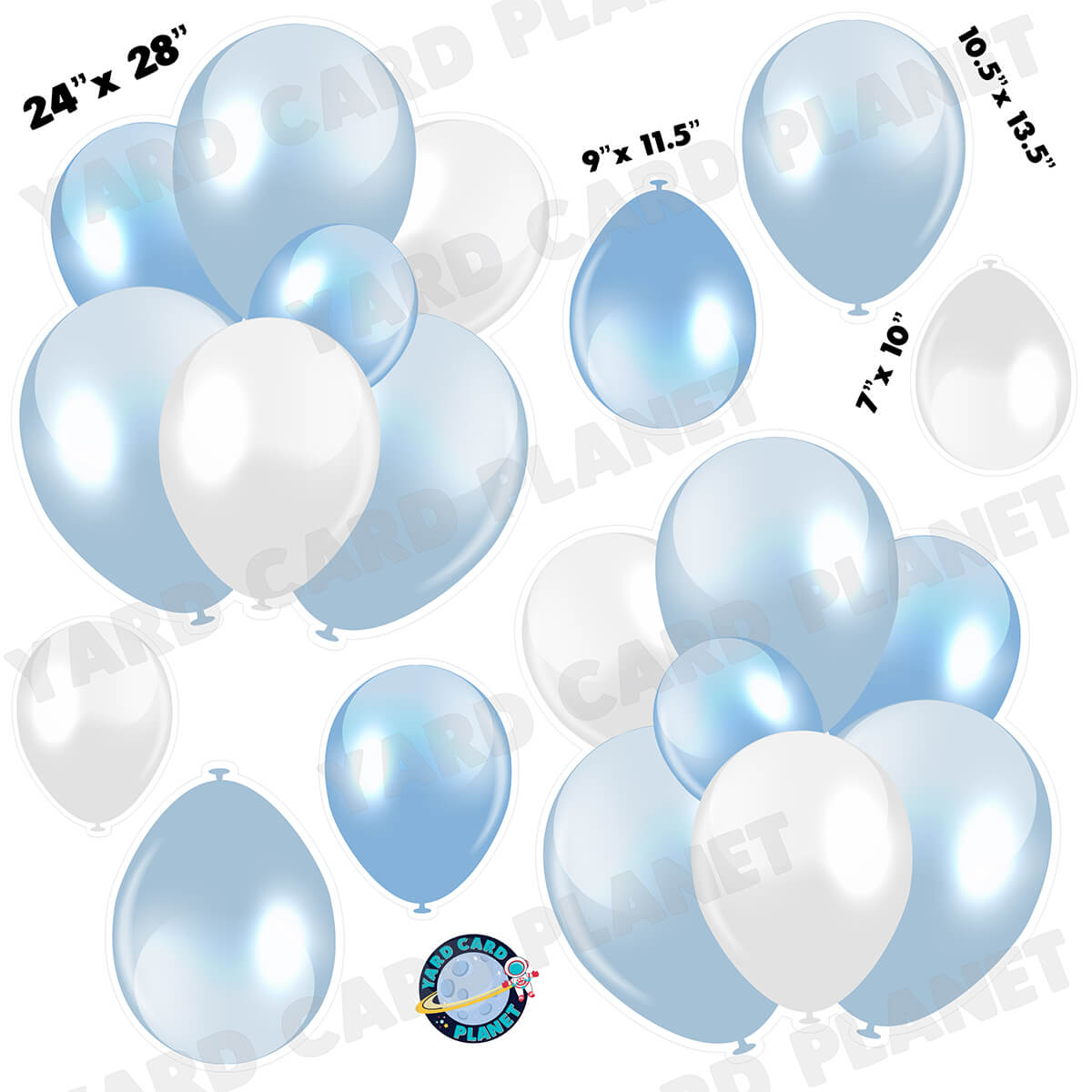 Baby Blue Balloon Bouquets and Singles Half Sheet Yard Card Set