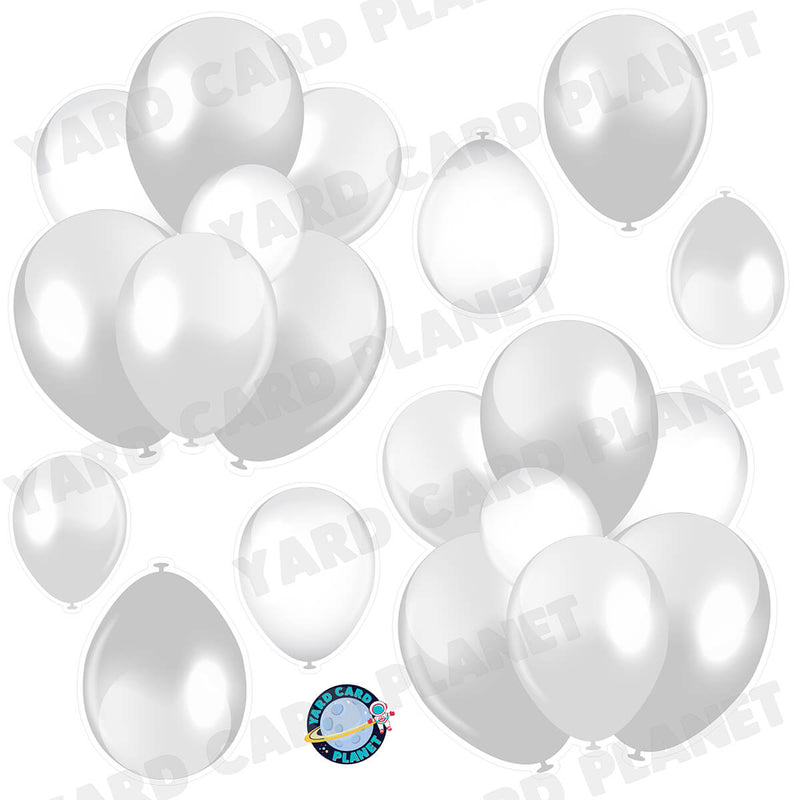 White Balloon Bouquets and Singles Half Sheet Yard Card Set