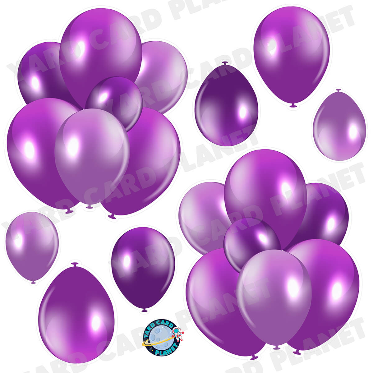 Purple Balloon Bouquets and Singles Half Sheet Yard Card Set