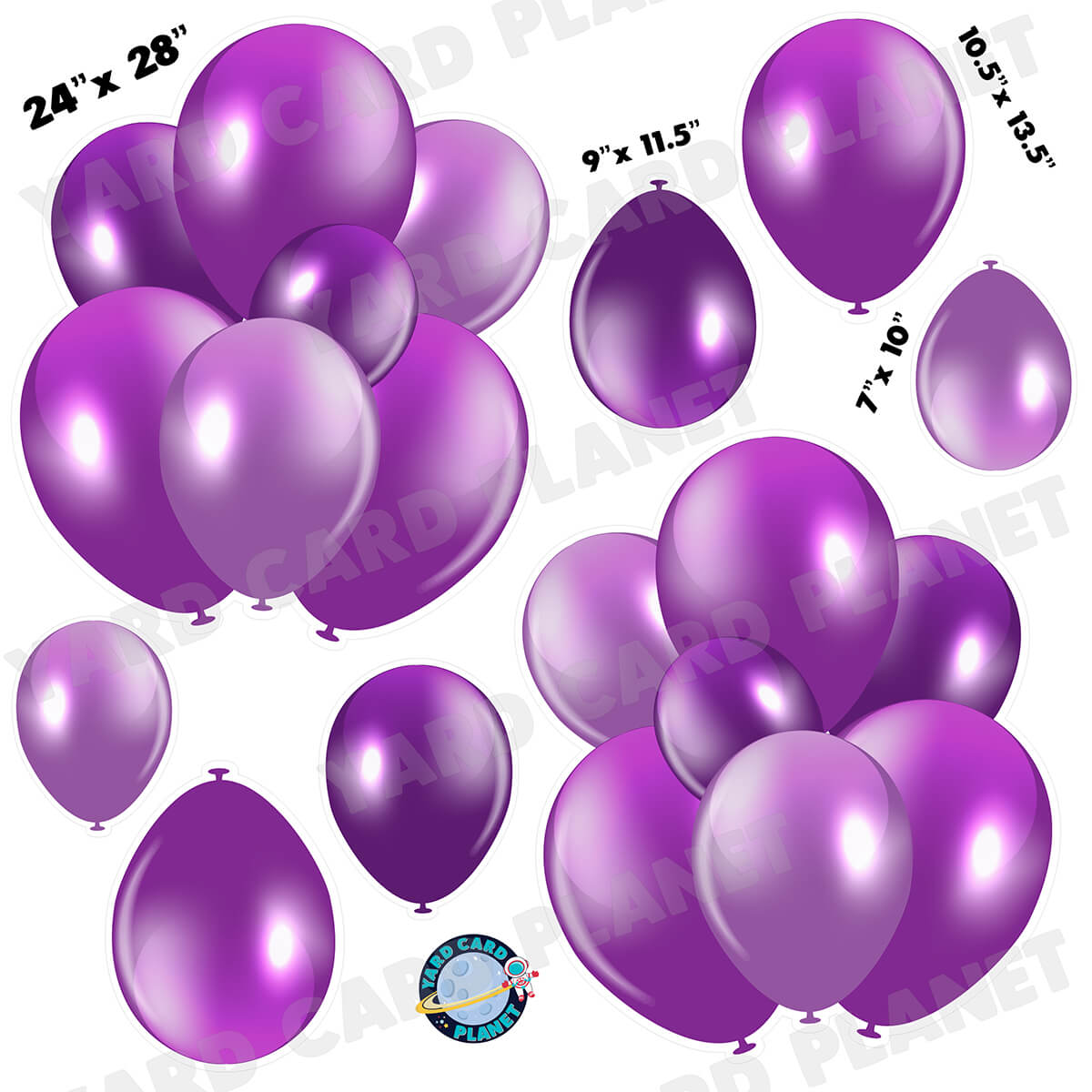 Purple Balloon Bouquets and Singles Half Sheet Yard Card Set