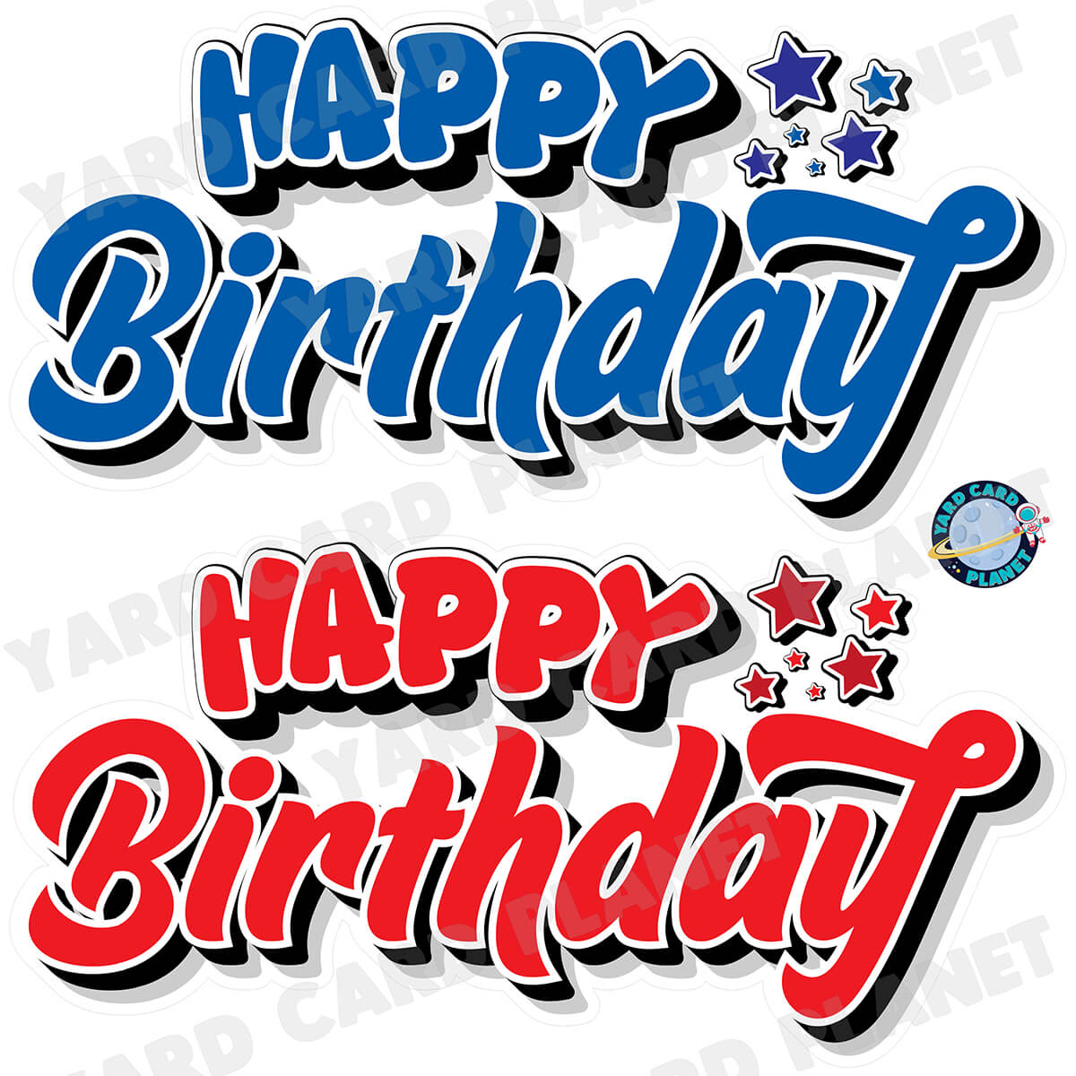 Happy Birthday EZ Quick Signs in Solid Blue and Red Half Sheet Yard Card Set