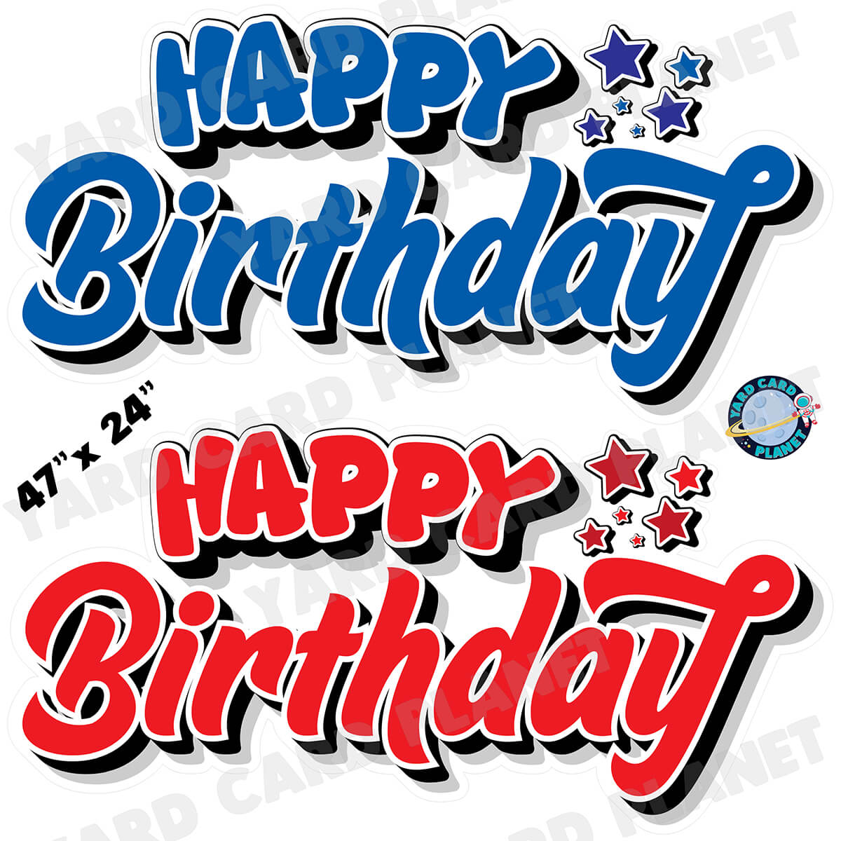 Happy Birthday EZ Quick Signs in Solid Blue and Red Half Sheet Yard Card Set