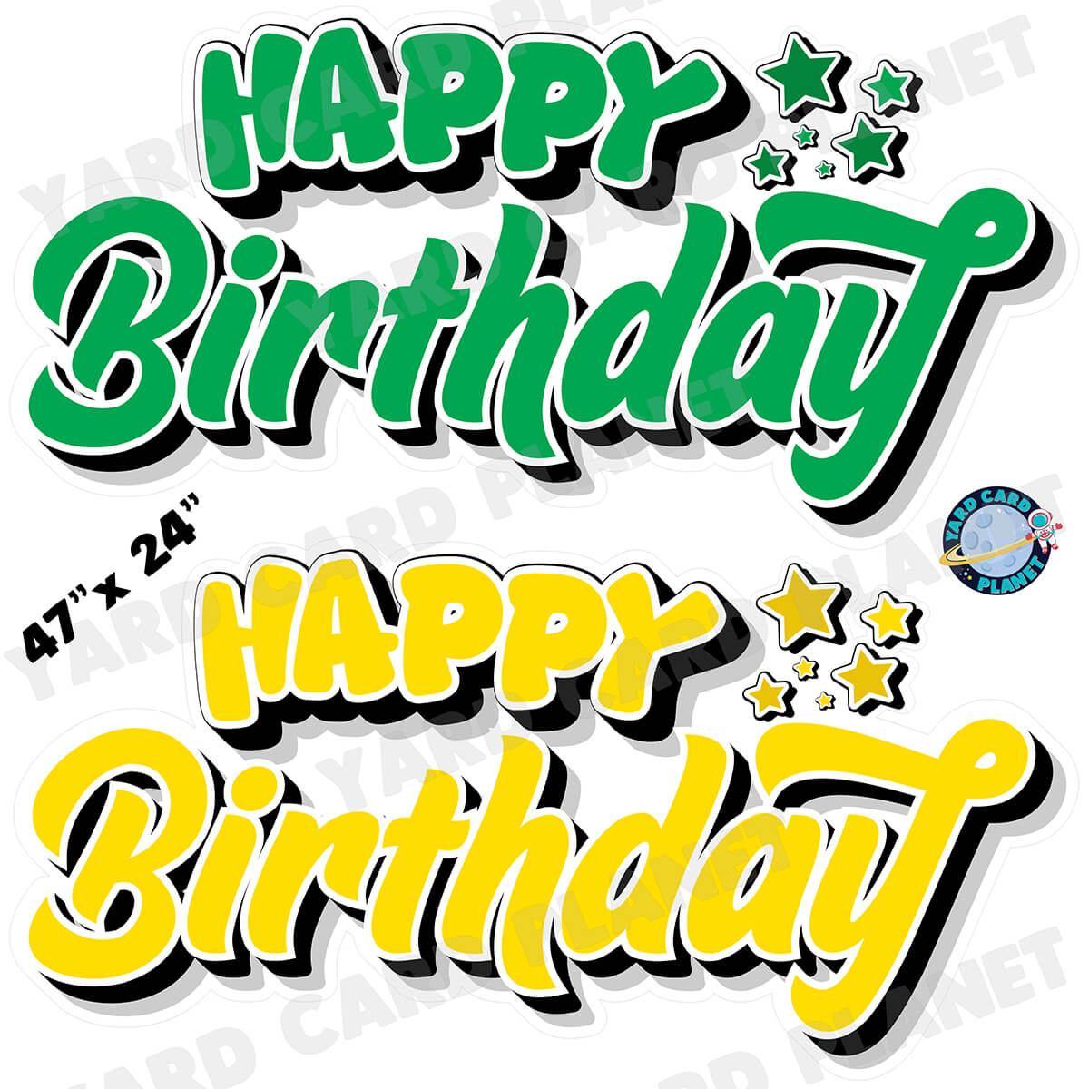 Happy Birthday EZ Quick Signs in Solid Green and Yellow Half Sheet Yard Card Set