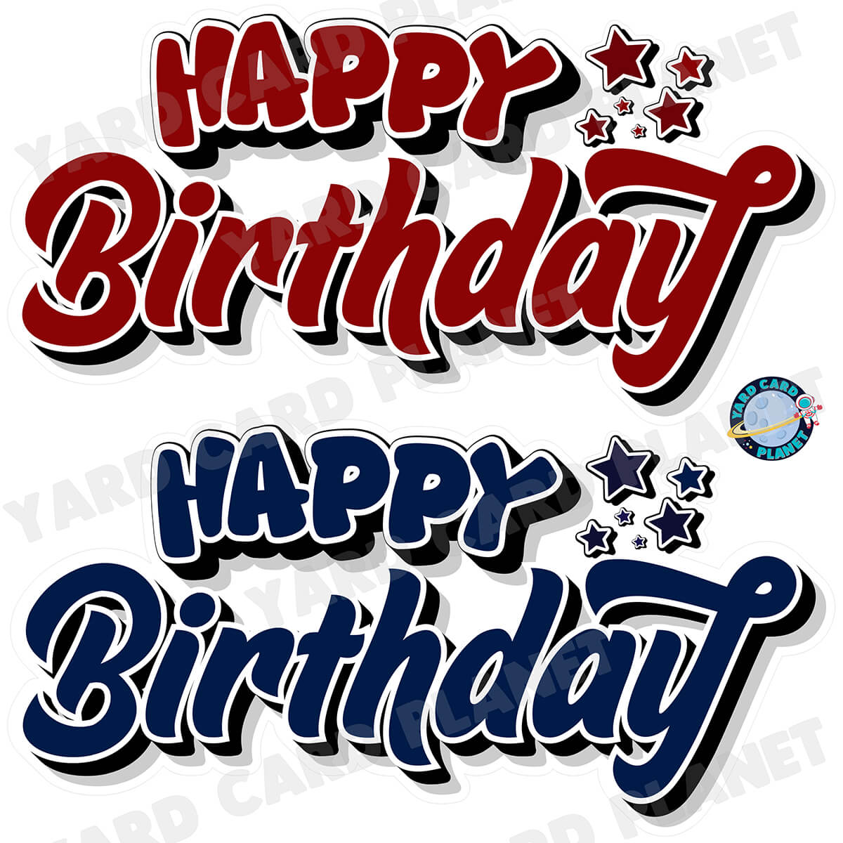 Happy Birthday EZ Quick Signs in Solid Maroon and Navy Blue Half Sheet Yard Card Set