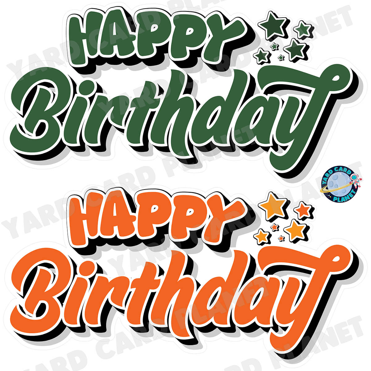 Happy Birthday EZ Quick Signs in Solid Hunter Green and Orange Half Sheet Yard Card Set