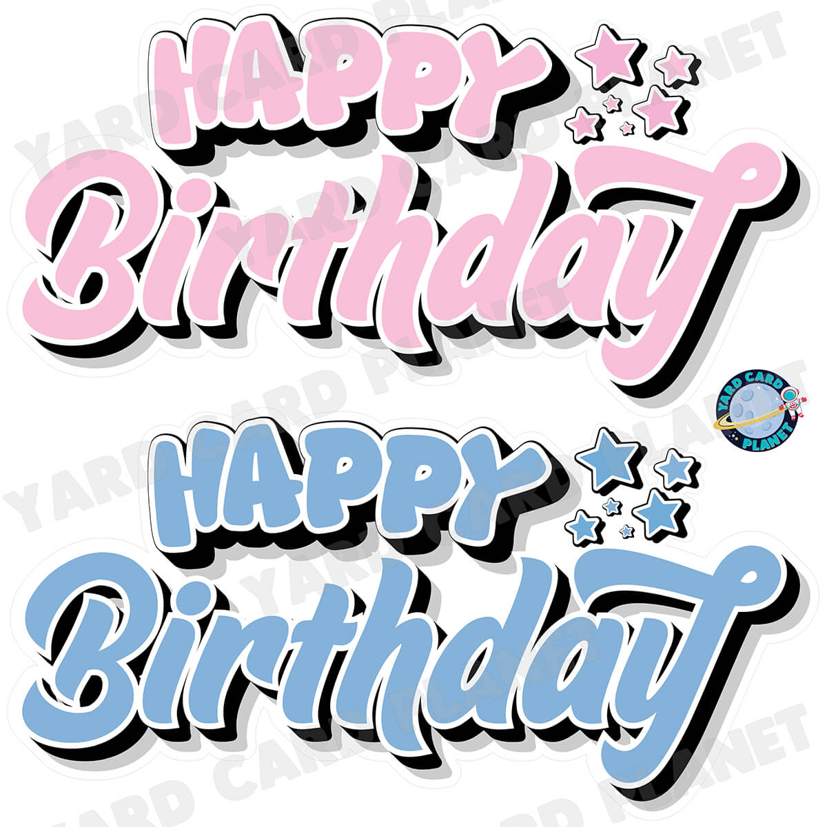 Happy Birthday EZ Quick Signs in Solid Light Pink and Baby Blue Half Sheet Yard Card Set