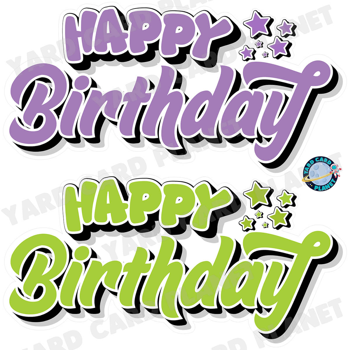 Happy Birthday EZ Quick Signs in Solid Light Purple and Lime Green Half Sheet Yard Card Set