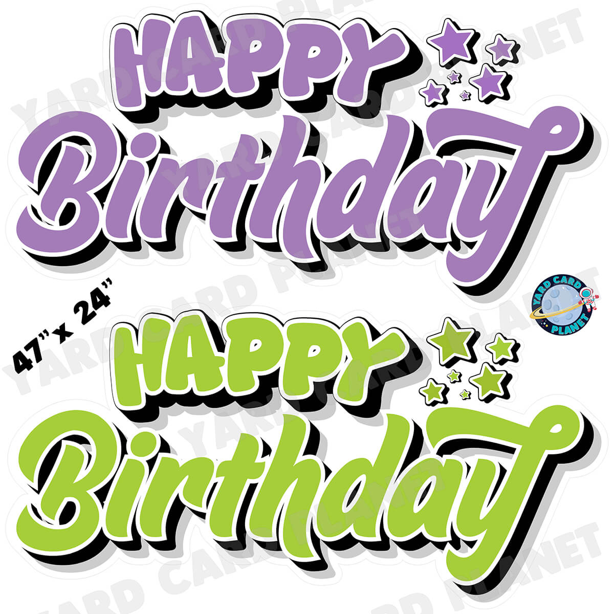 Happy Birthday EZ Quick Signs in Solid Light Purple and Lime Green Half Sheet Yard Card Set