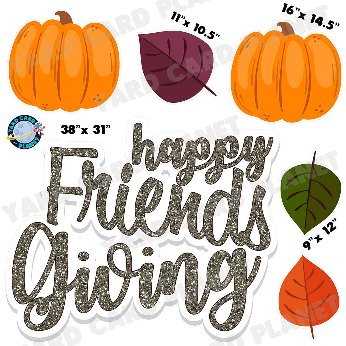 Glitter Pattern Happy Friendsgiving Half Sheet EZ Quick Sign and Yard Card Flair Set