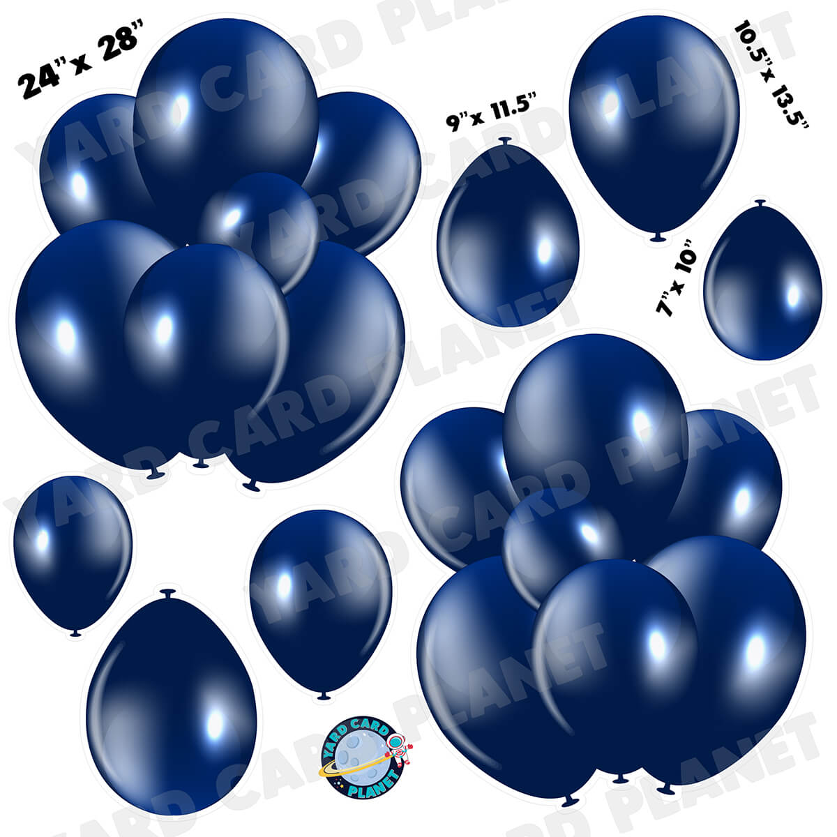 Navy Blue Balloon Bouquets and Singles Half Sheet Yard Card Set