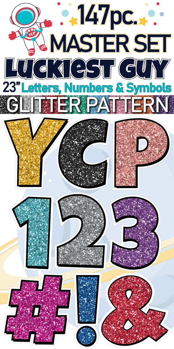 23" Luckiest Guy Letters, Numbers and Symbols - 147 pc. - Master Set in Glitter Pattern