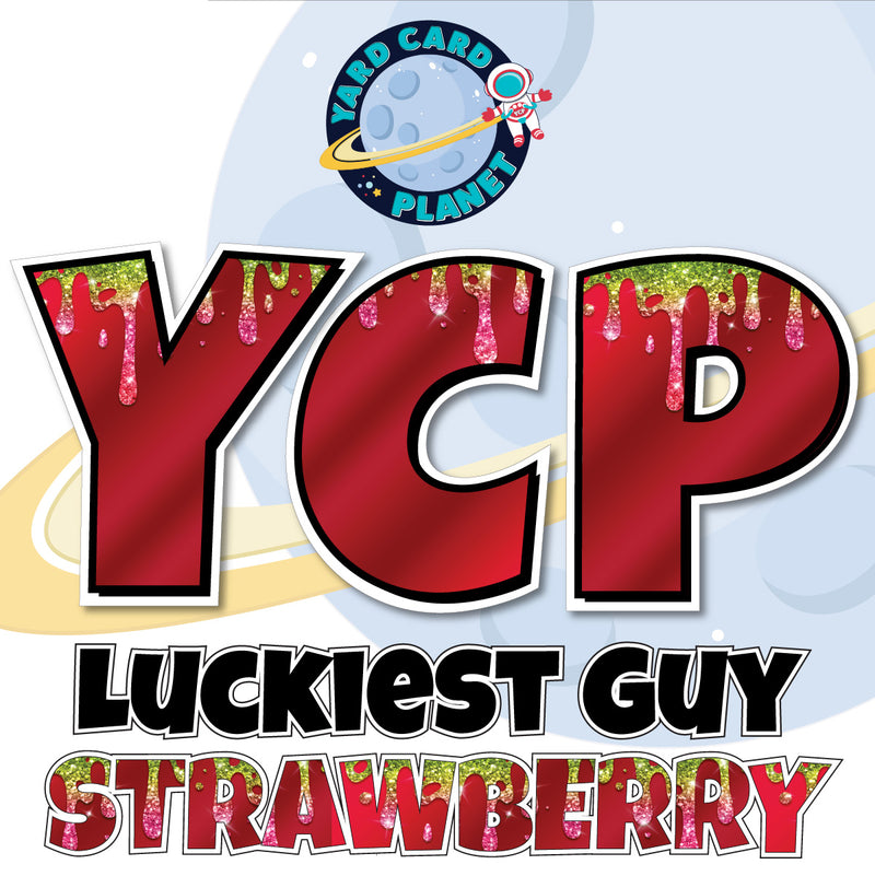 23" Luckiest Guy 36 pc. Large Letter Set in Strawberry Drip Pattern