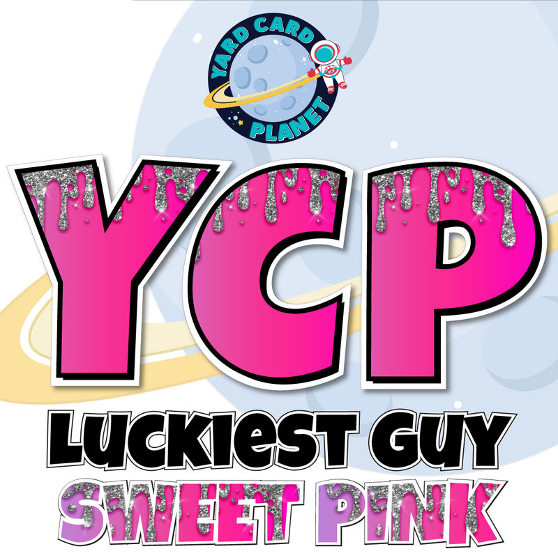 23" Luckiest Guy 36 pc. Large Letter Set in Sweet Pink Drip Pattern