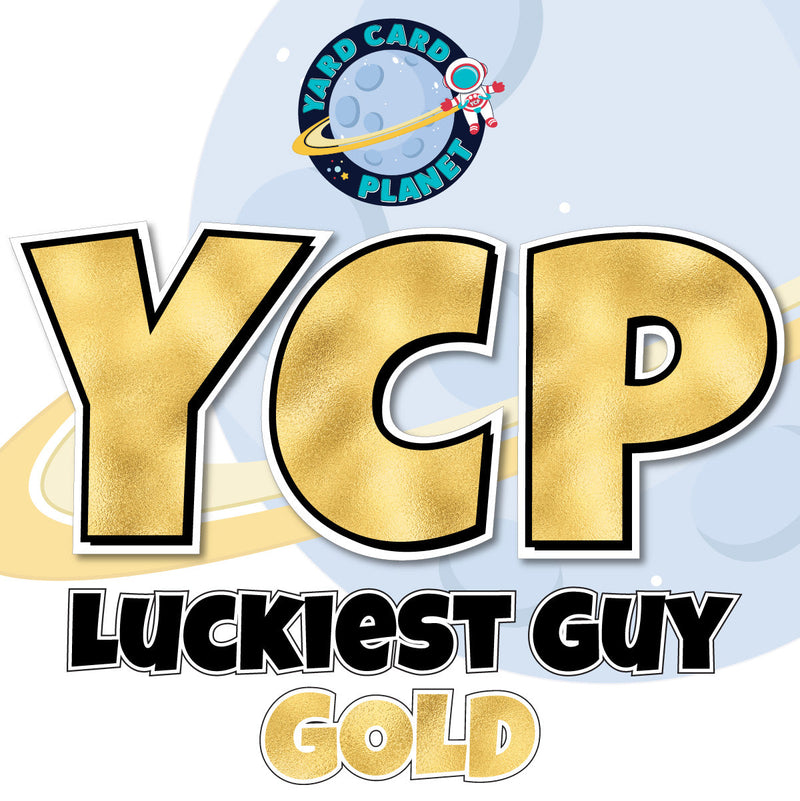 18" Luckiest Guy 38 pc. Large Letter and Symbols Set in Metallic Foil Pattern