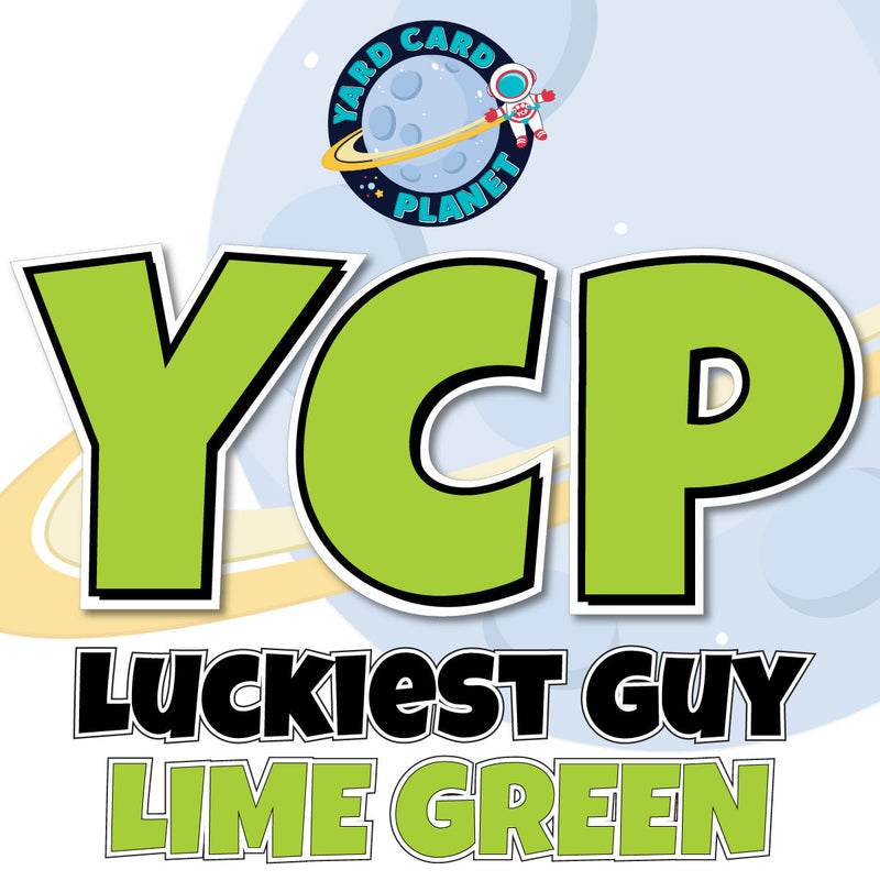23" Luckiest Guy Large Letter and Symbols Set in Lime Green Solid Color