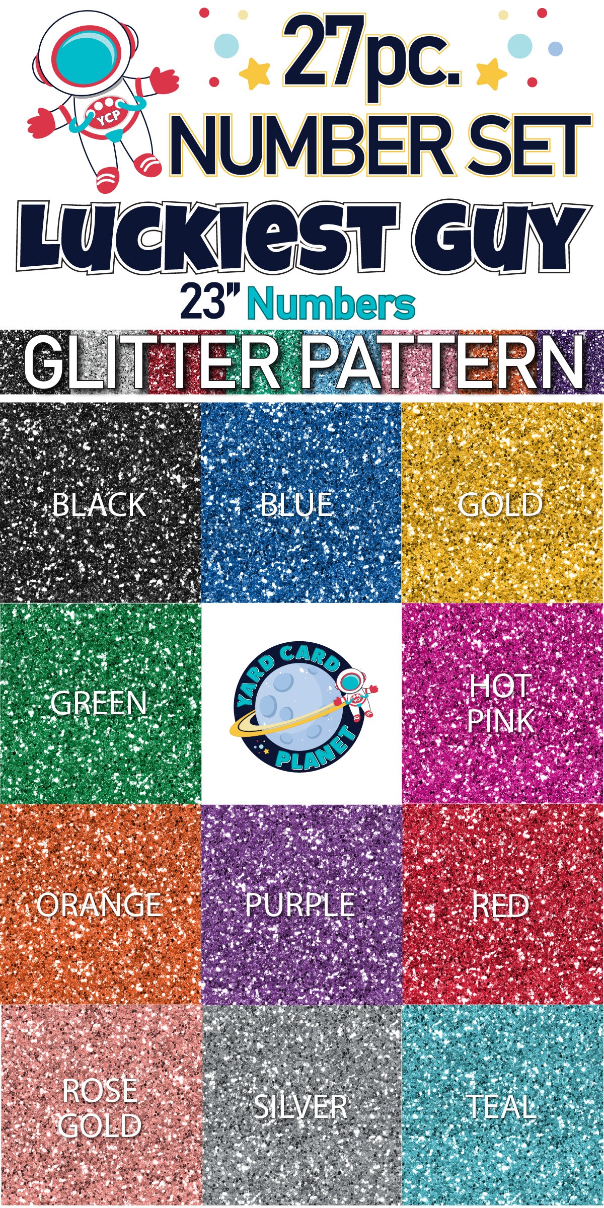 23" Luckiest Guy 27 pc. Number Set in Glitter Pattern