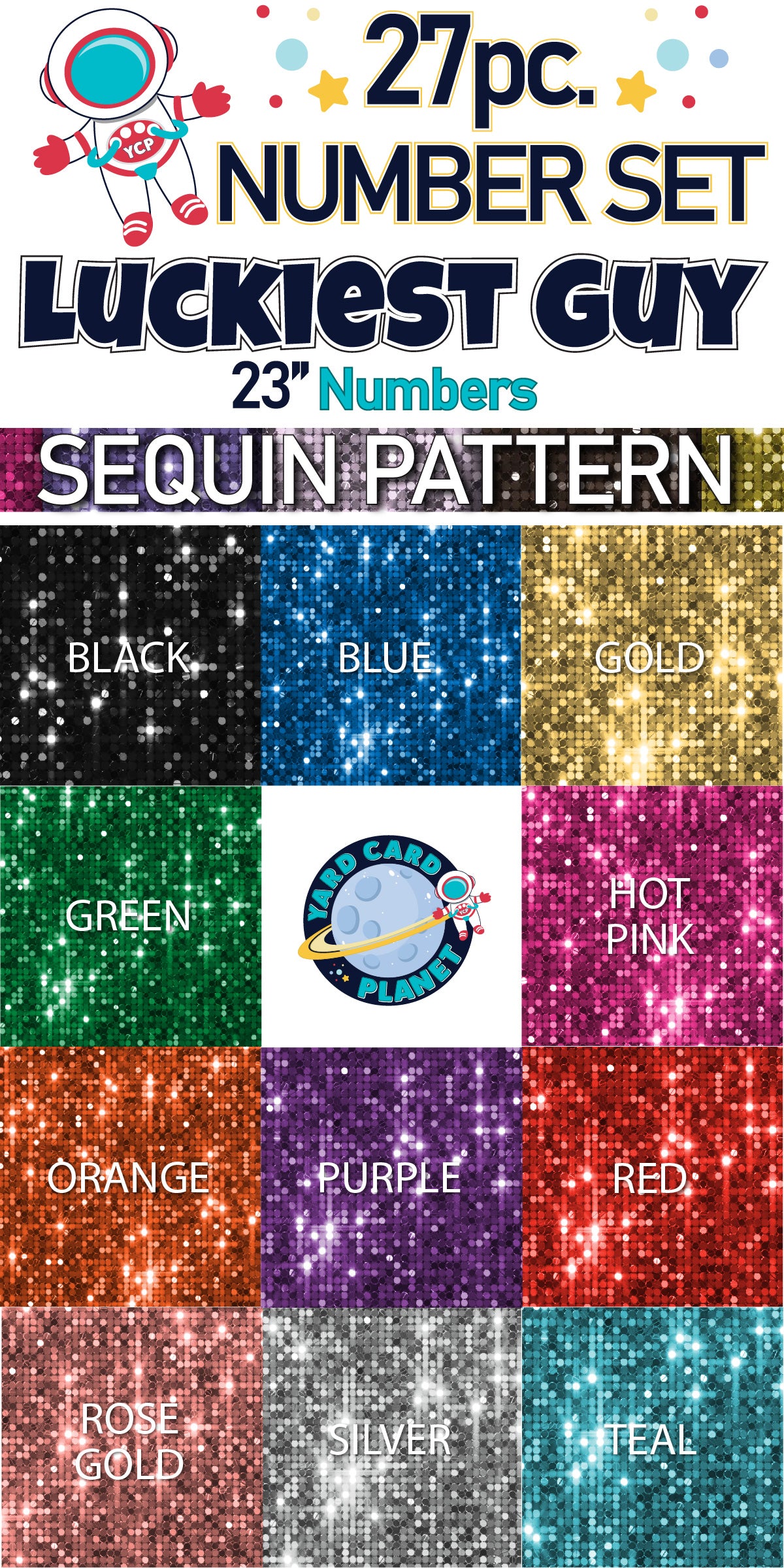 23" Luckiest Guy 27 pc. Number Set in Sequin Pattern