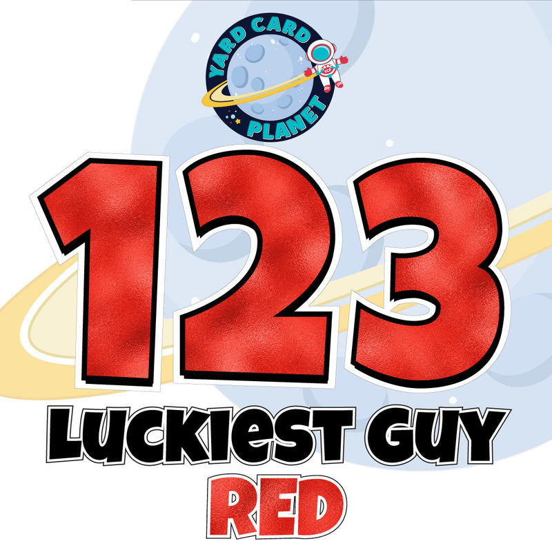 18" Luckiest Guy 52 pc. Numbers and Symbols Set in Metallic Foil Pattern