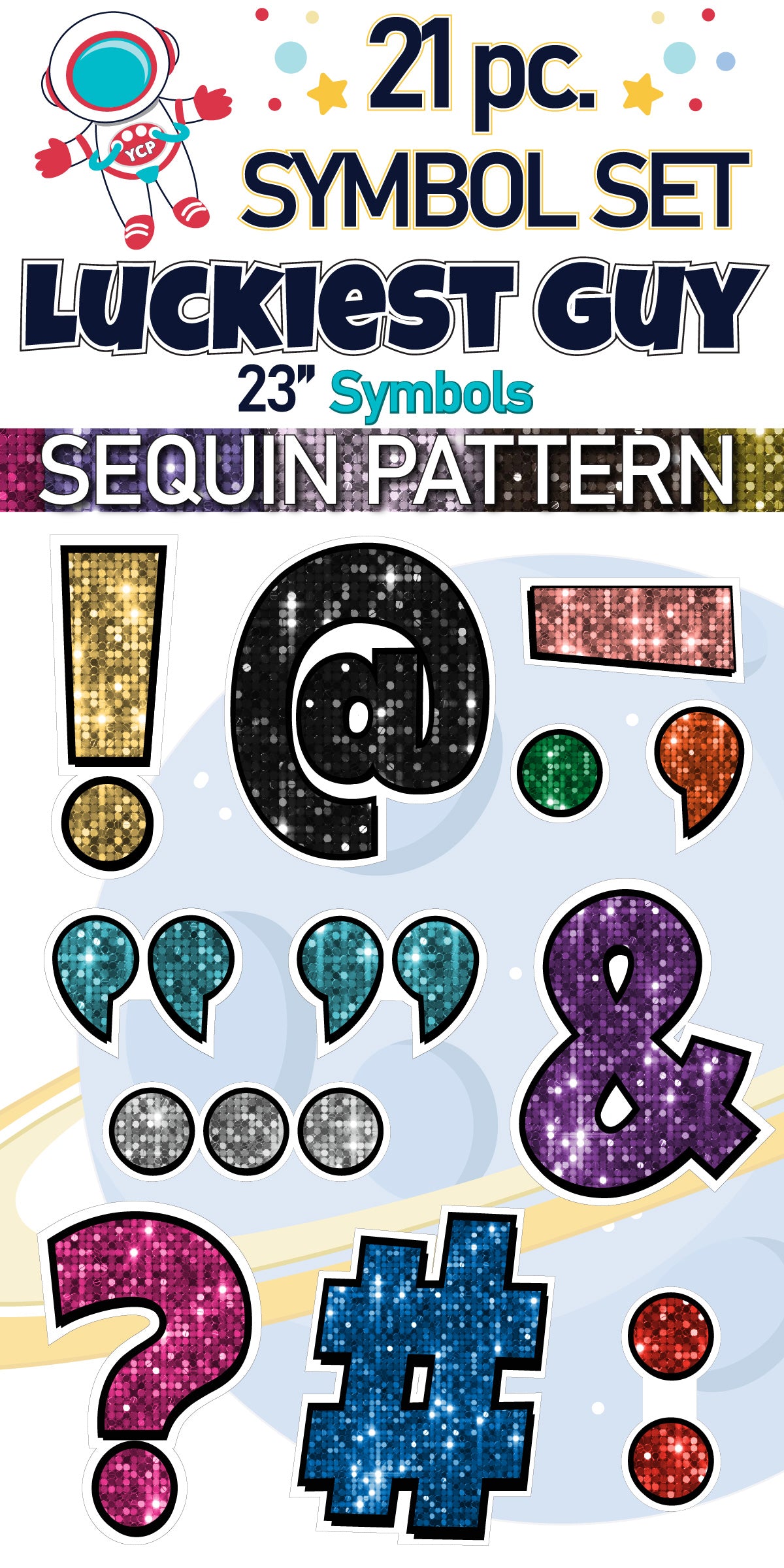 23" Luckiest Guy 21 pc. Symbol Set in Sequin Pattern