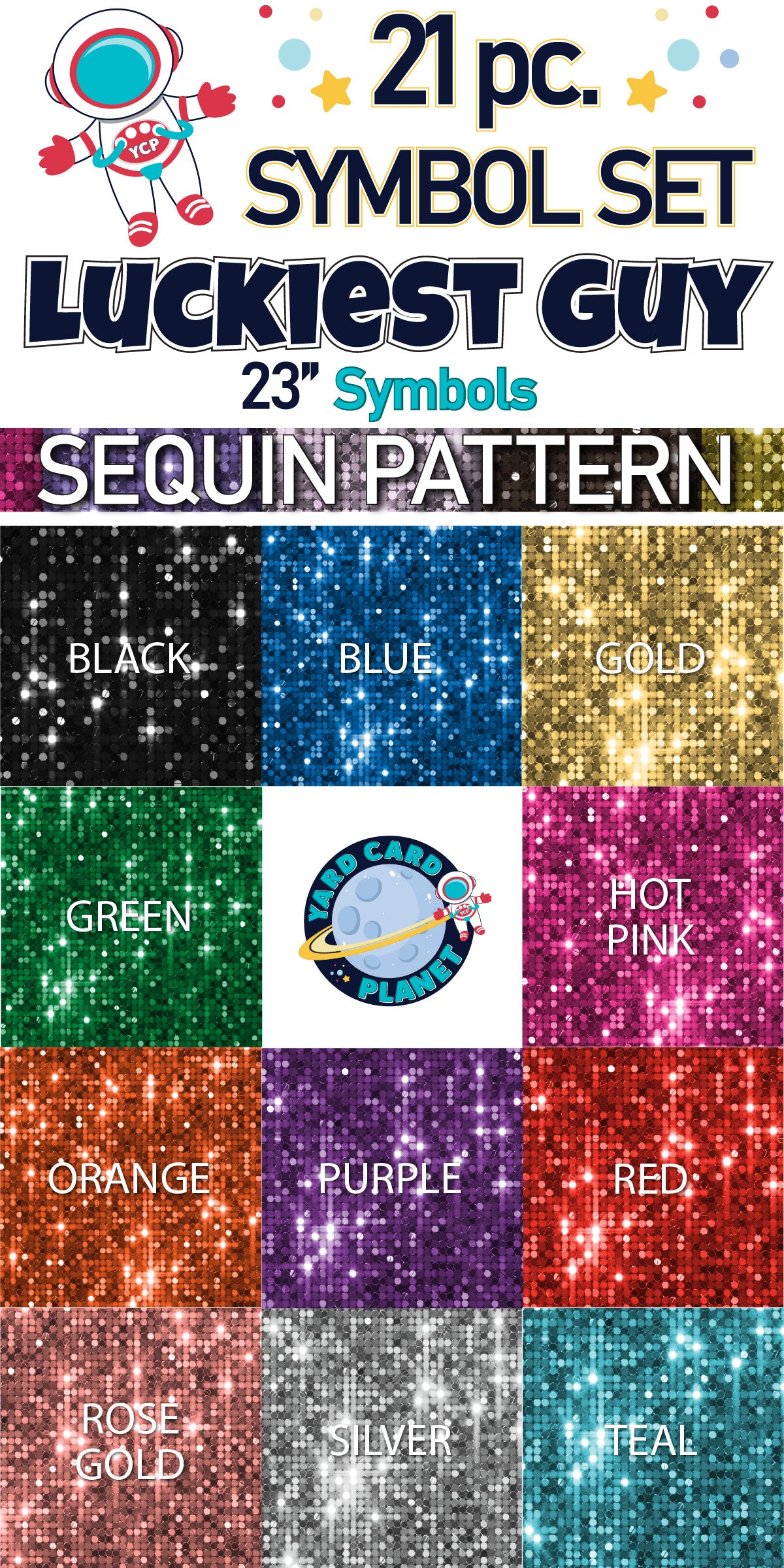 23" Luckiest Guy 21 pc. Symbol Set in Sequin Pattern