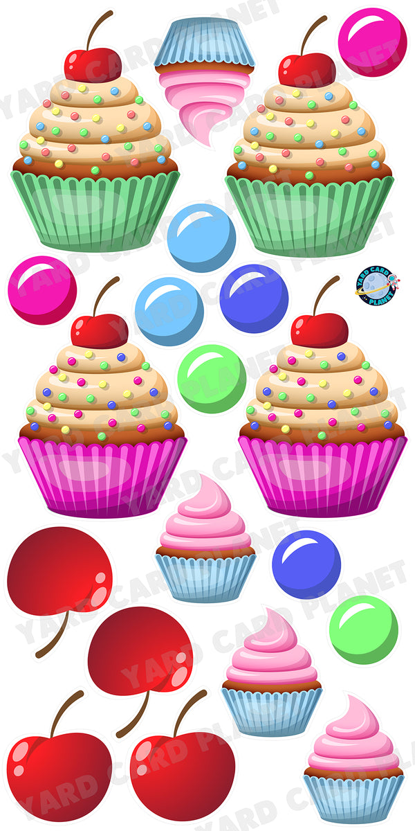 Cupcakes, Cherries and Candy Yard Card Flair Set