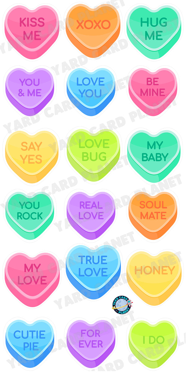 Sweetheart Heart Candies with Message Yard Card Flair Set