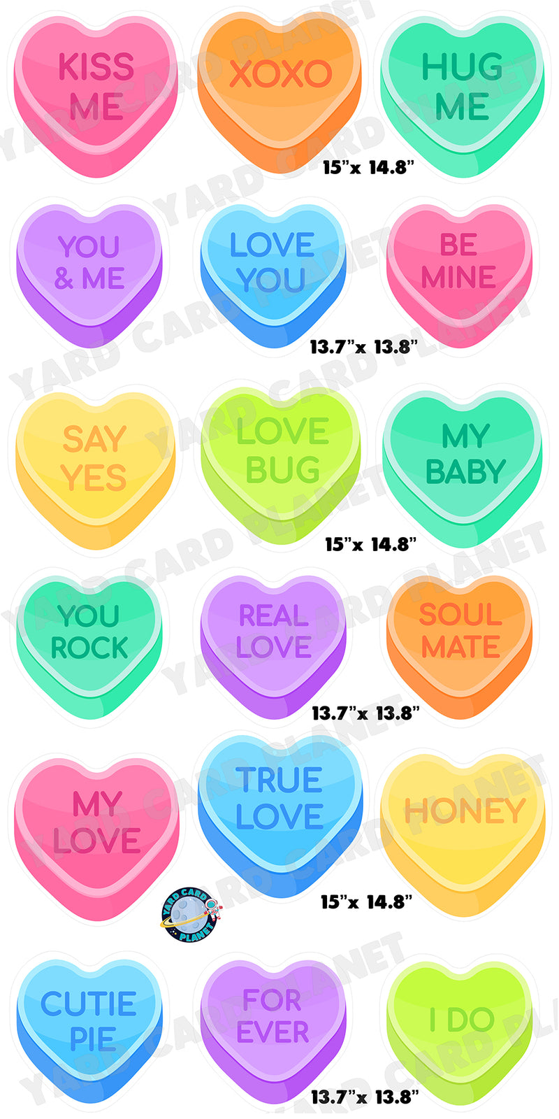 Sweetheart Heart Candies with Message Yard Card Flair Set