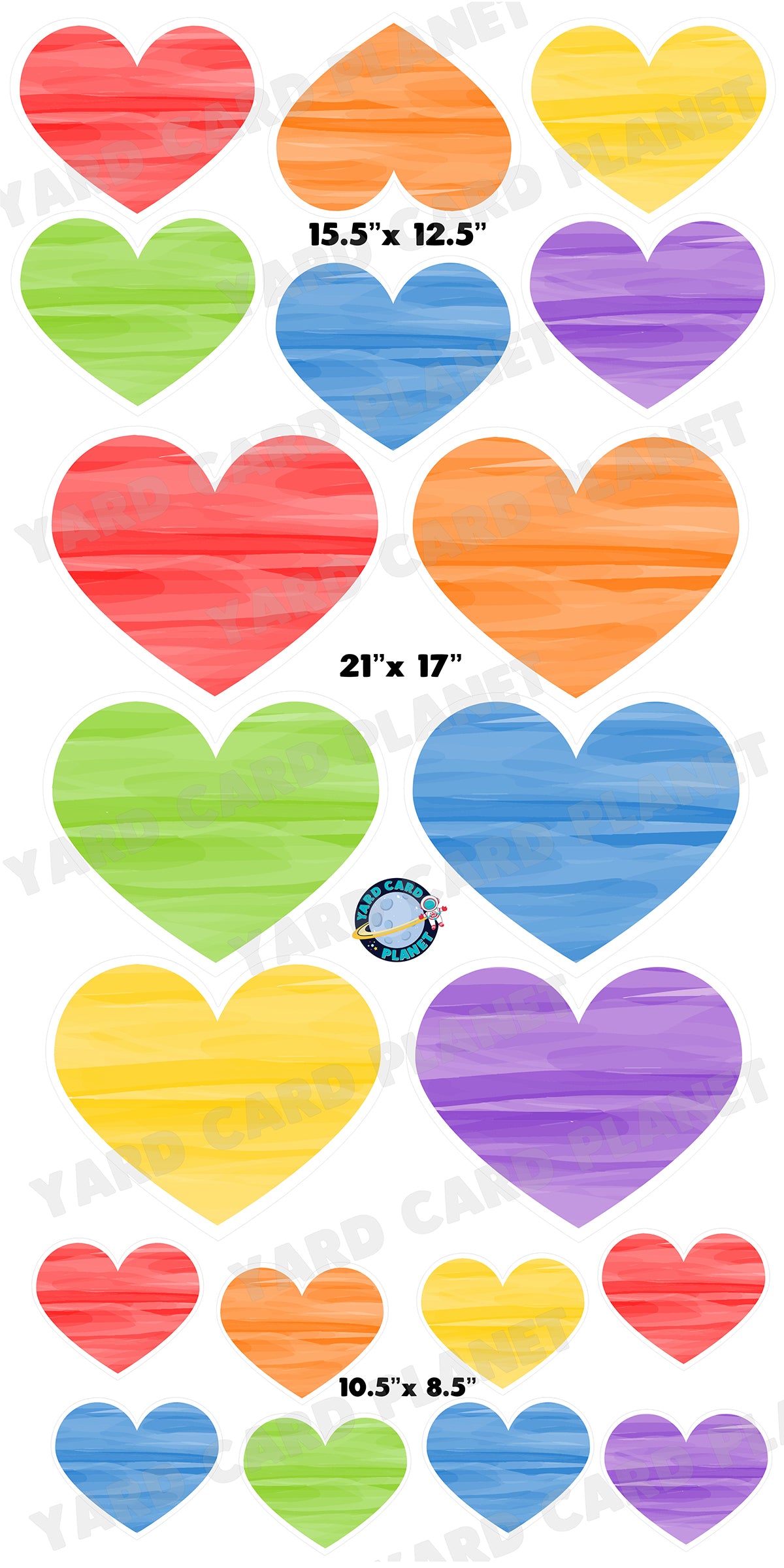Watercolor Hearts Yard Card Flair Set