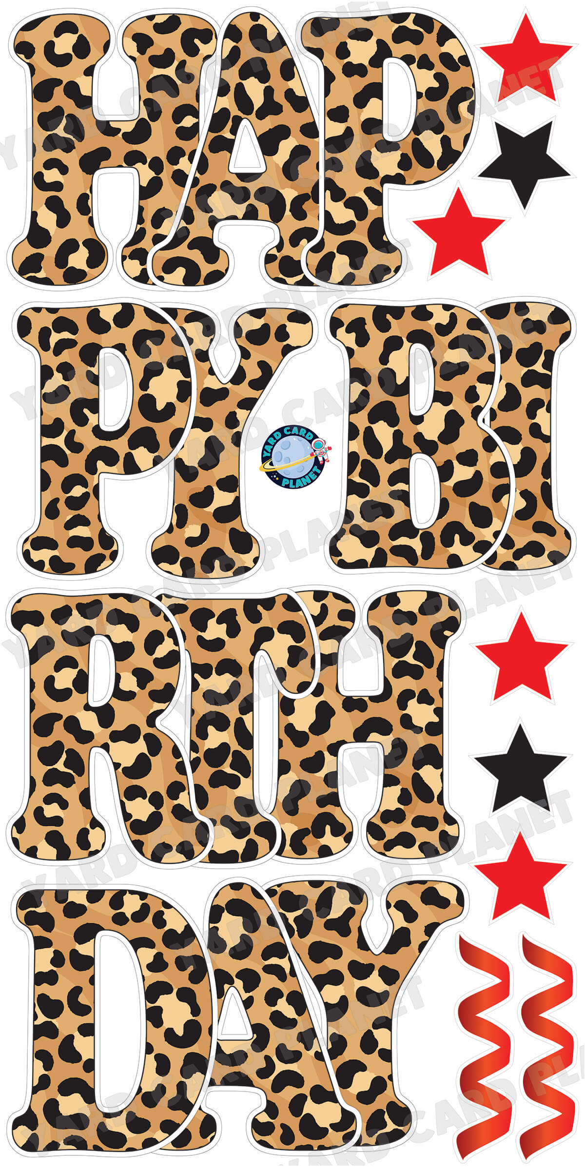 Large 23" Cheetah Themed Happy Birthday Yard Card EZ Quick Set and Birthday Flair