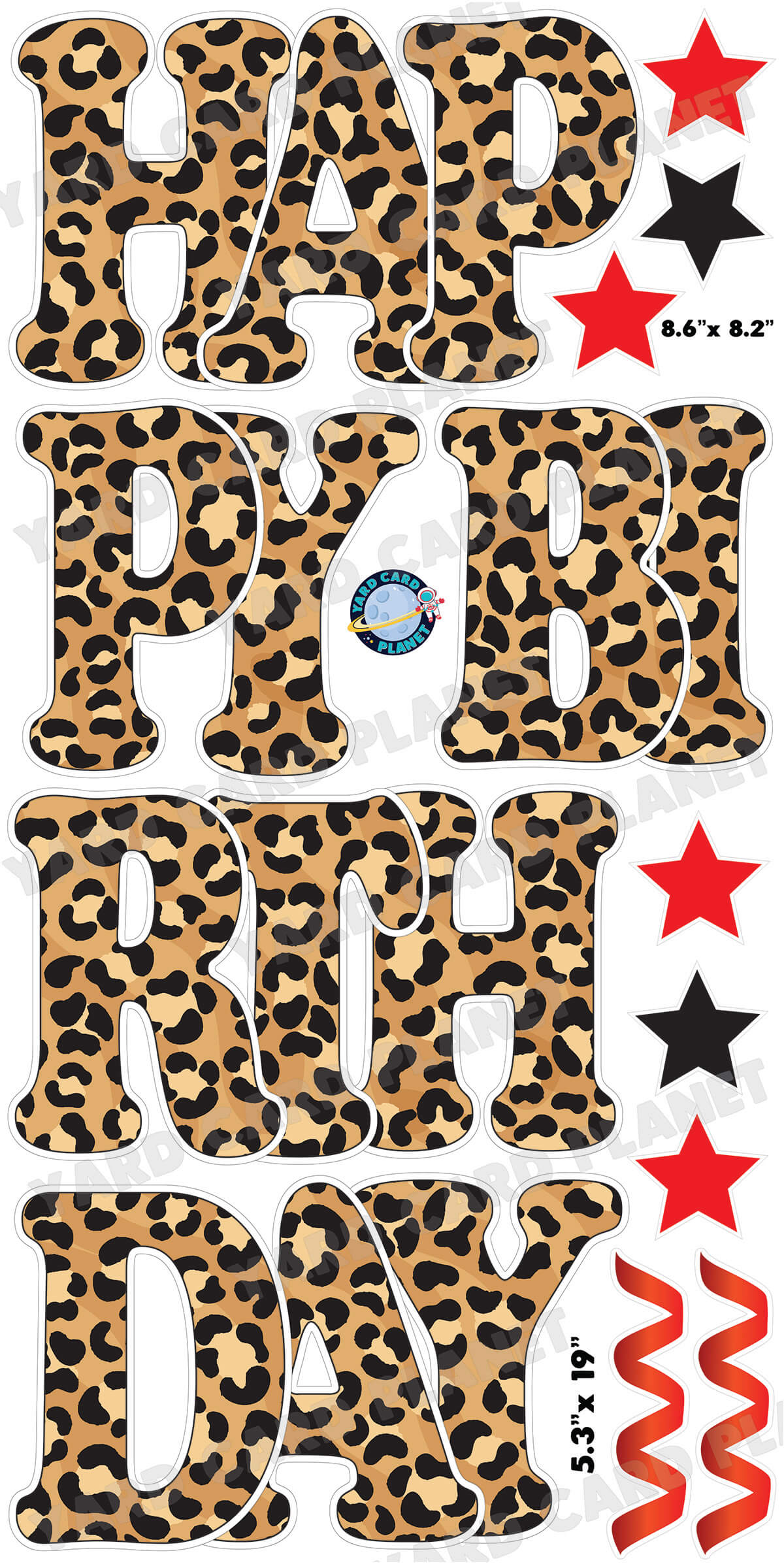 Large 23" Cheetah Themed Happy Birthday Yard Card EZ Quick Set and Birthday Flair