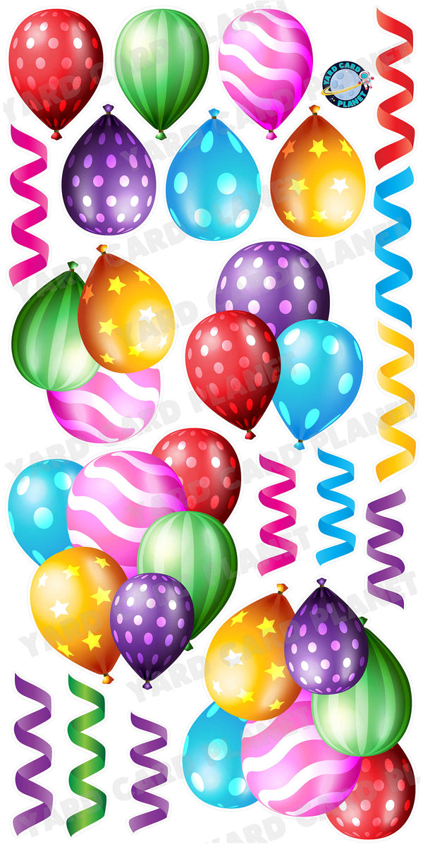 Colorful Metallic Design Balloon Bouquets, Balloons and Streamers Yard Card Flair Set