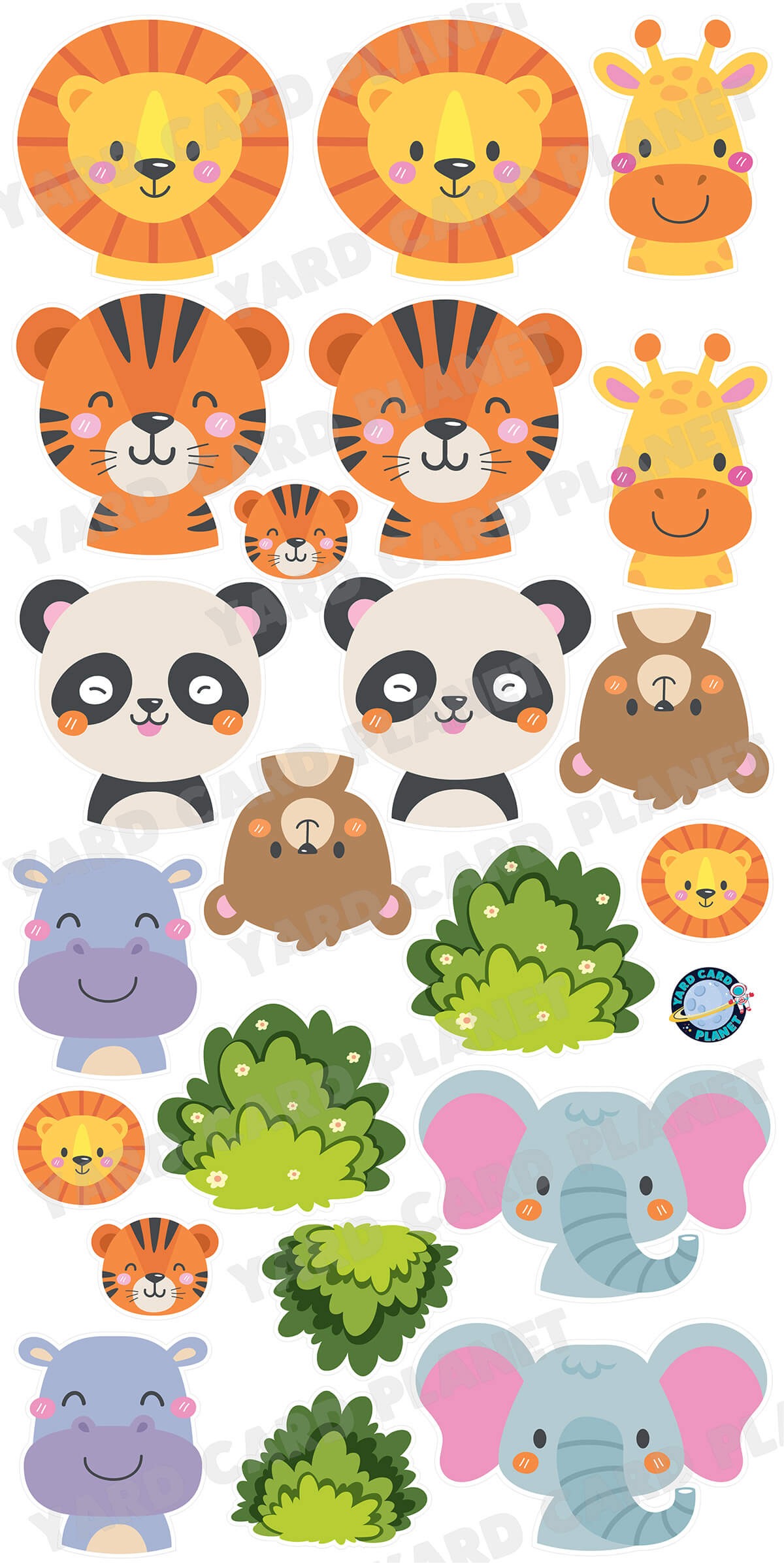 Cute Animals for Kids Yard Card Flair Set