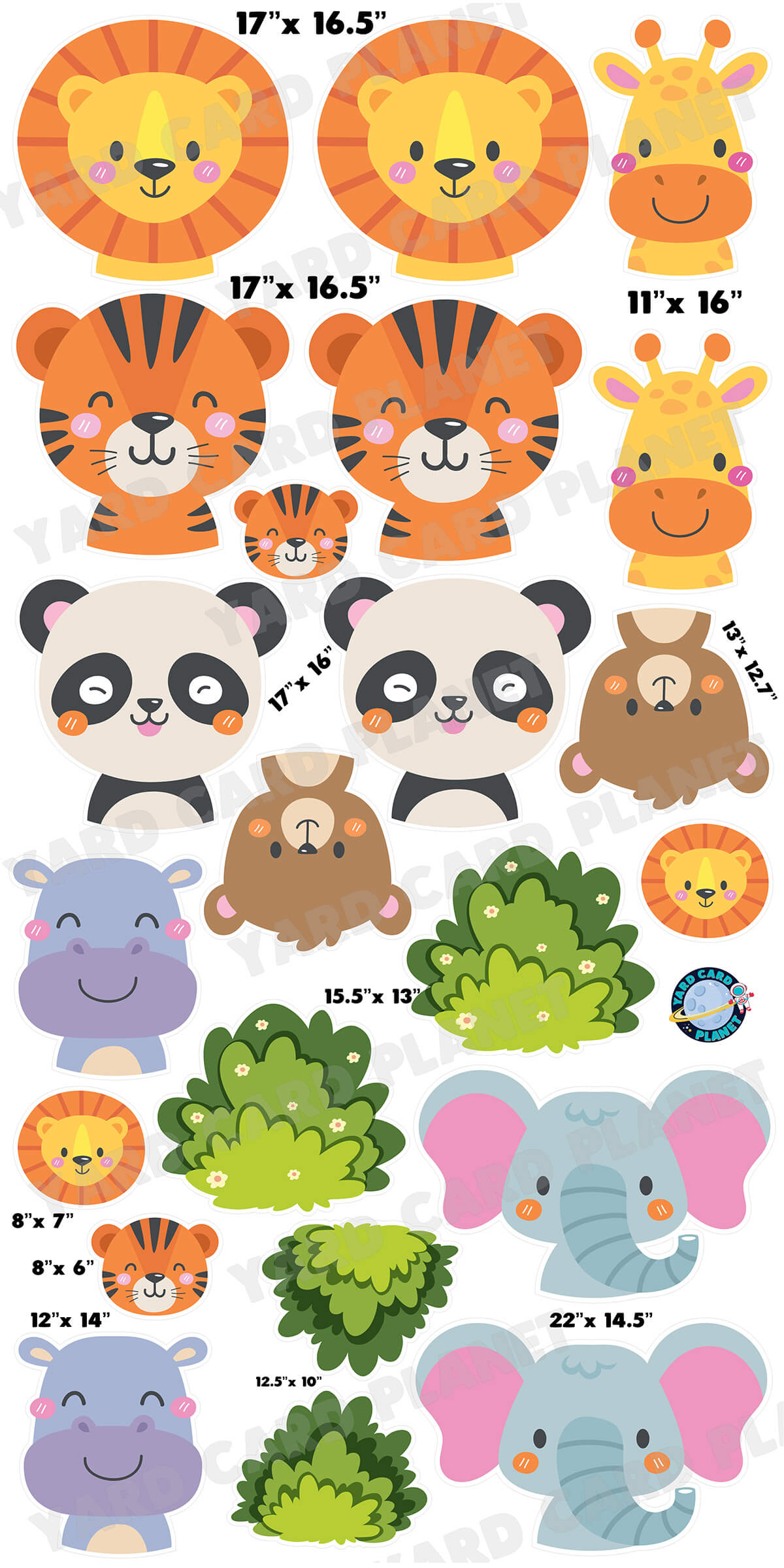 Cute Animals for Kids Yard Card Flair Set