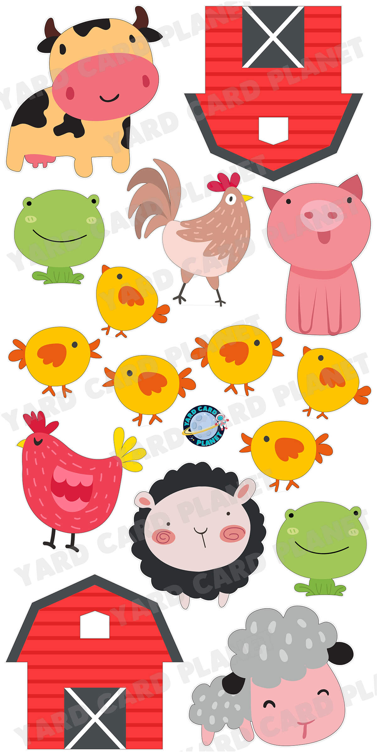 Fun Farm Animal Yard Card Flair Set