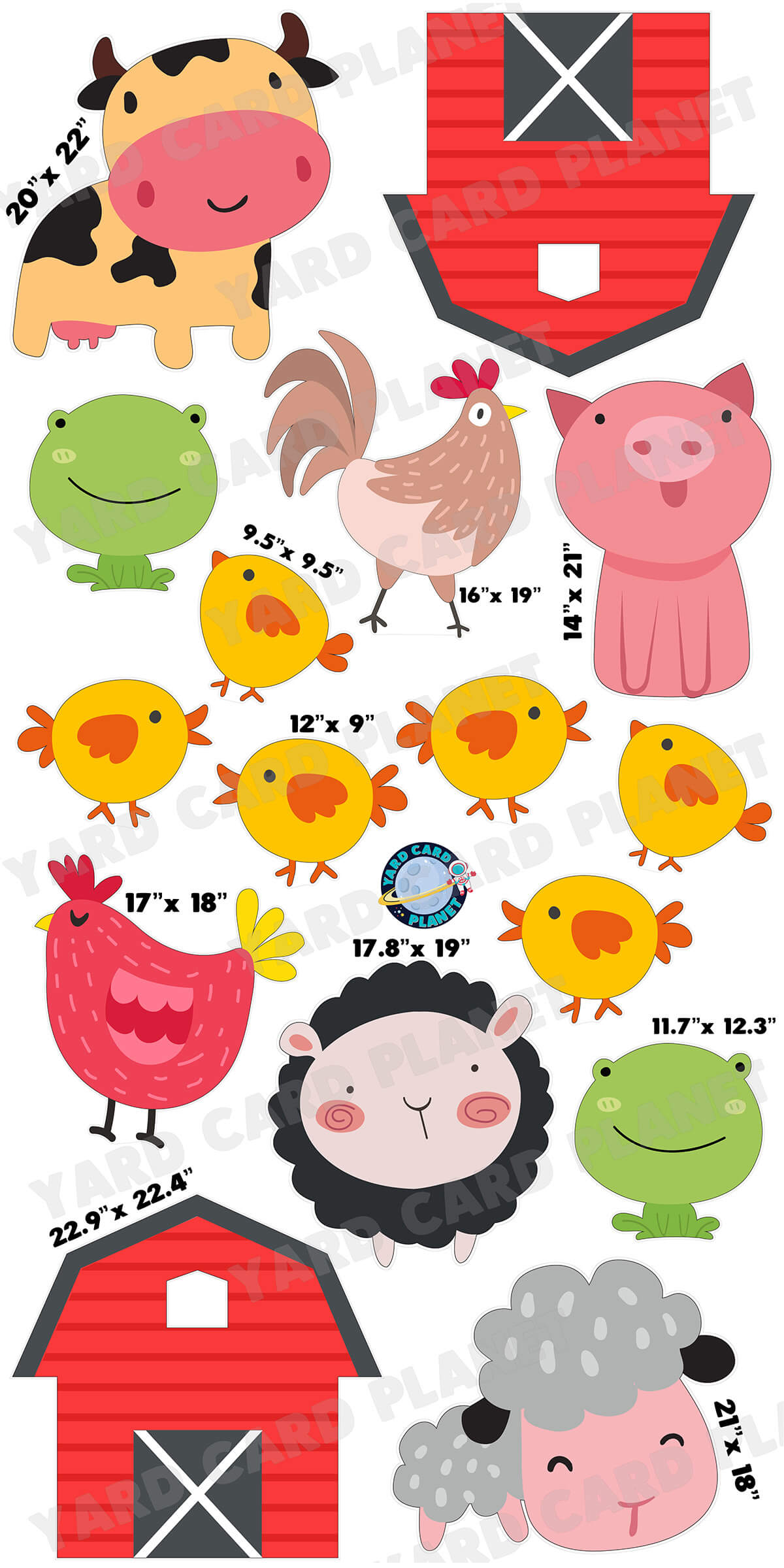 Fun Farm Animal Yard Card Flair Set