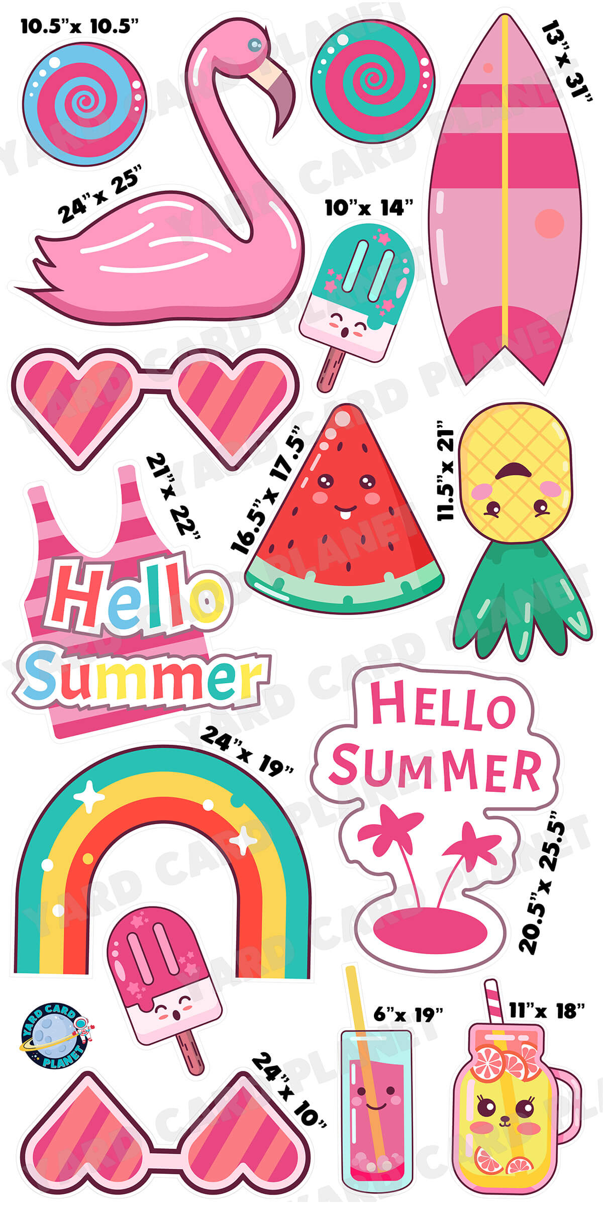 Hello Summer Yard Card Flair Set