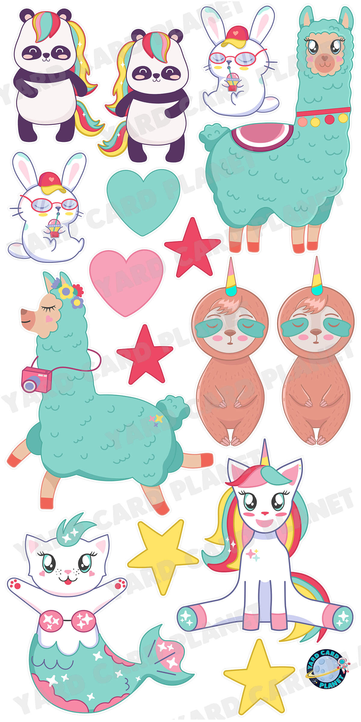 Magical Animals Yard Card Flair Set