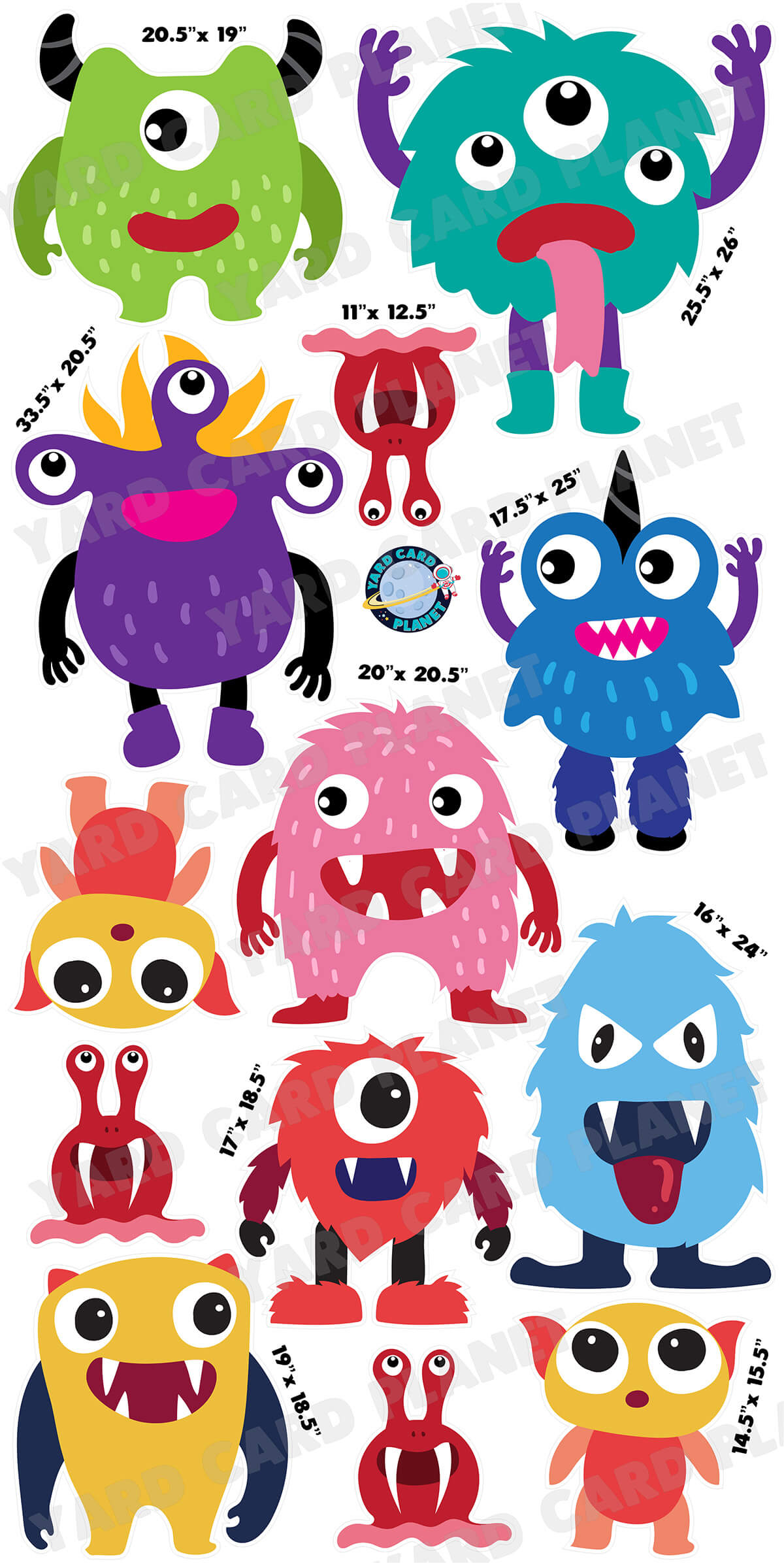 Adorable Monsters Yard Card Flair Set