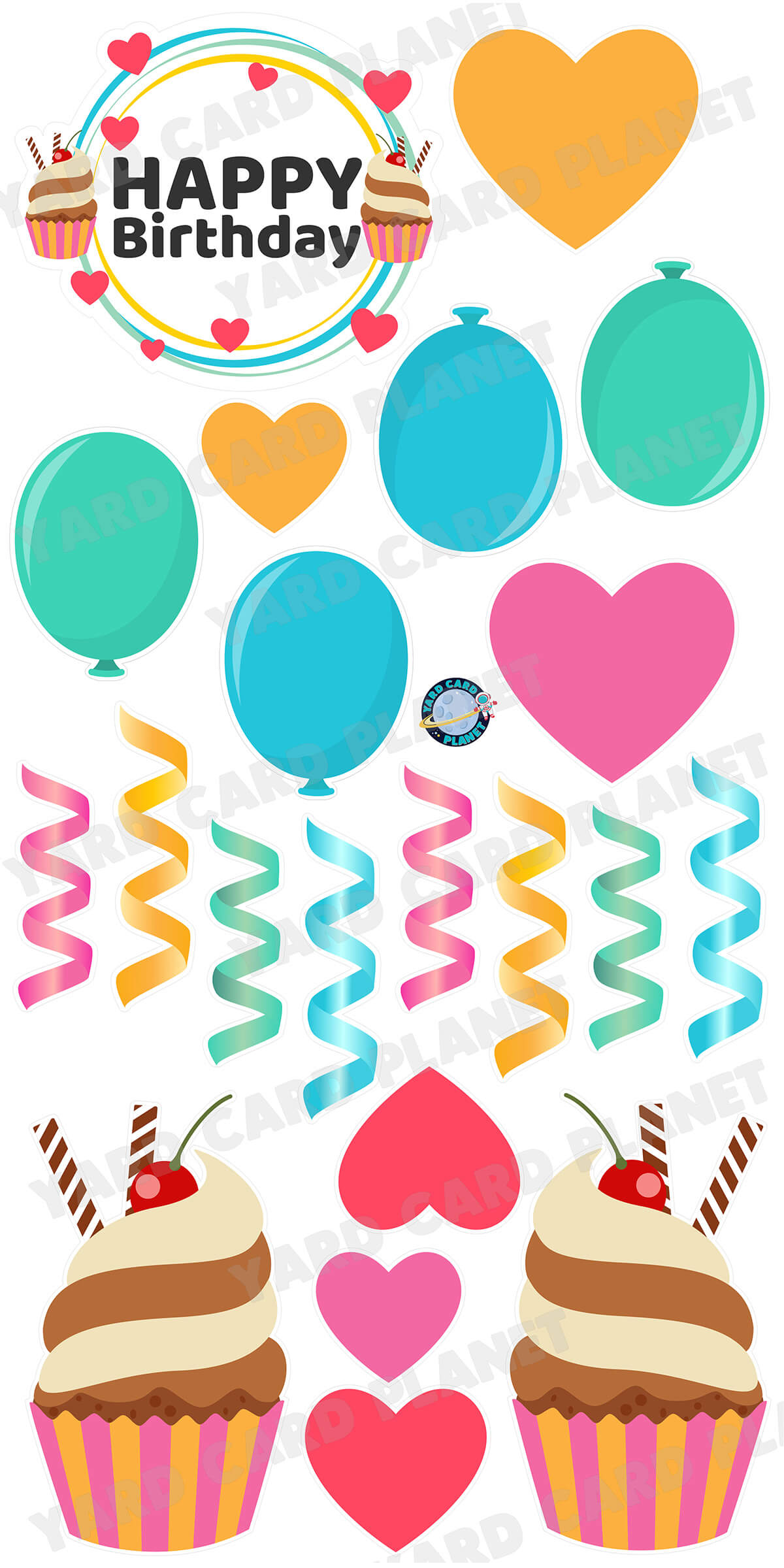 Happy Birthday Sweetheart Yard Card Flair Set