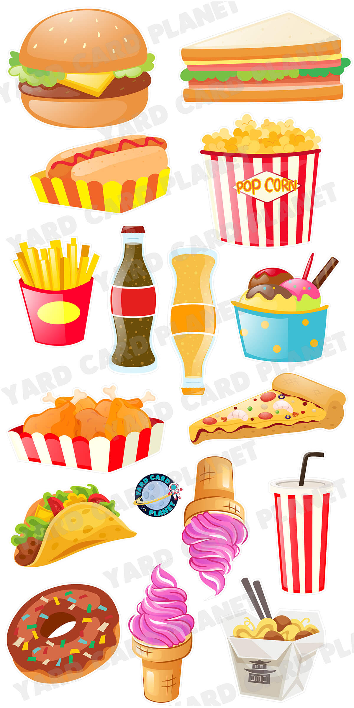 Yummy Fast Food Yard Card Flair Set