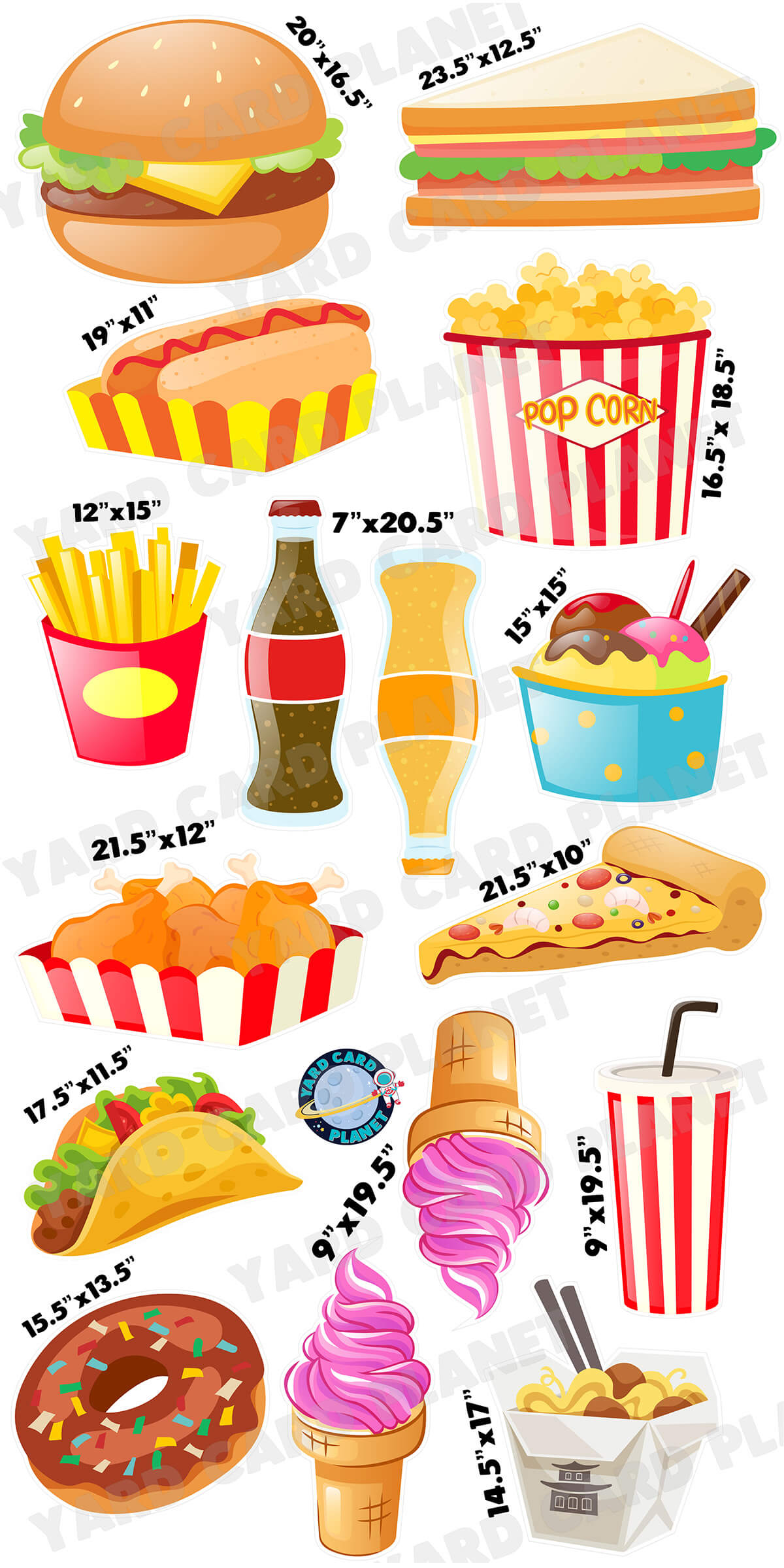 Yummy Fast Food Yard Card Flair Set