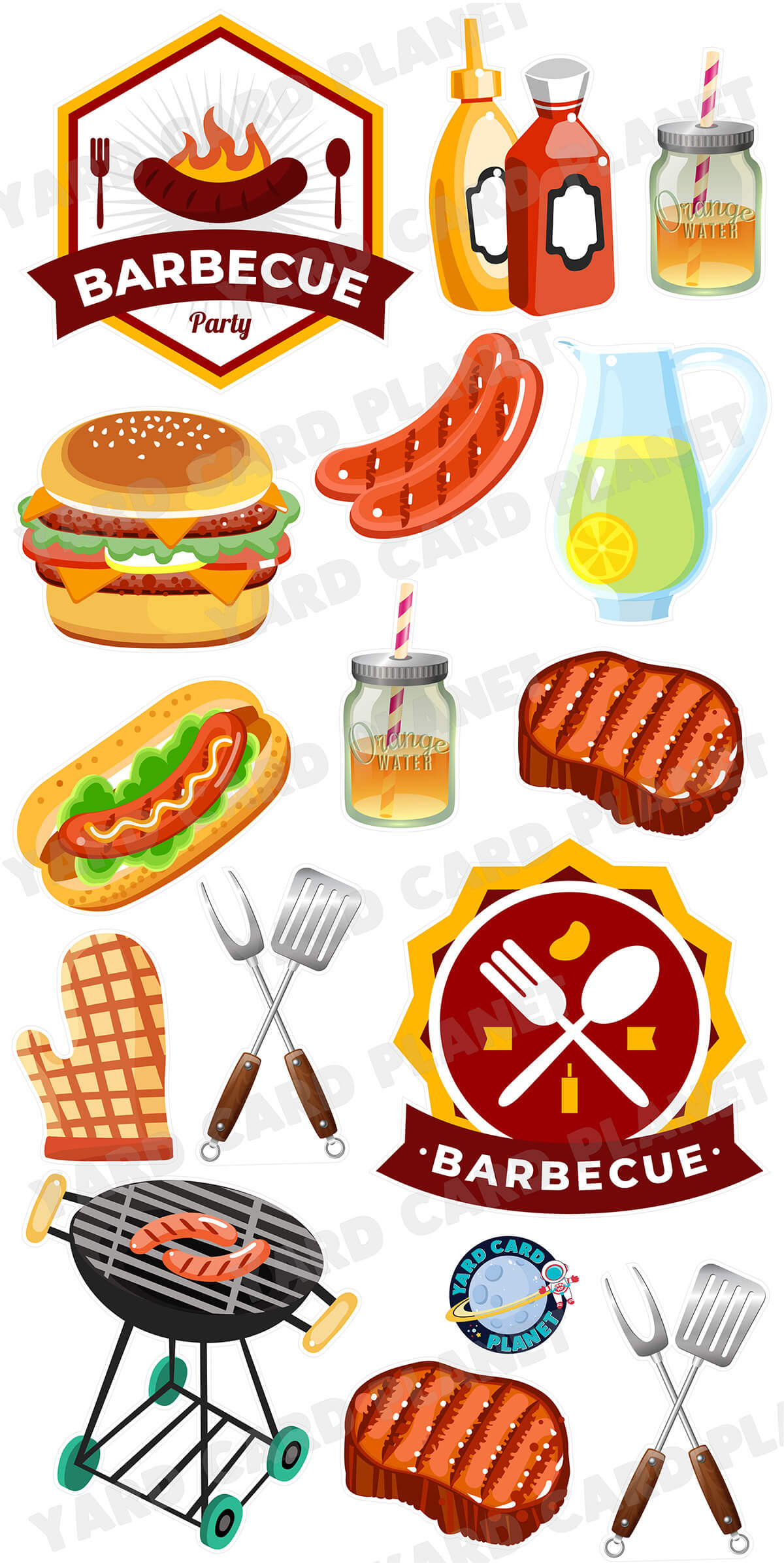 Barbecue Party Yard Card Flair Set