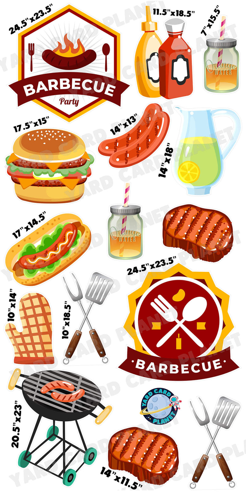 Barbecue Party Yard Card Flair Set
