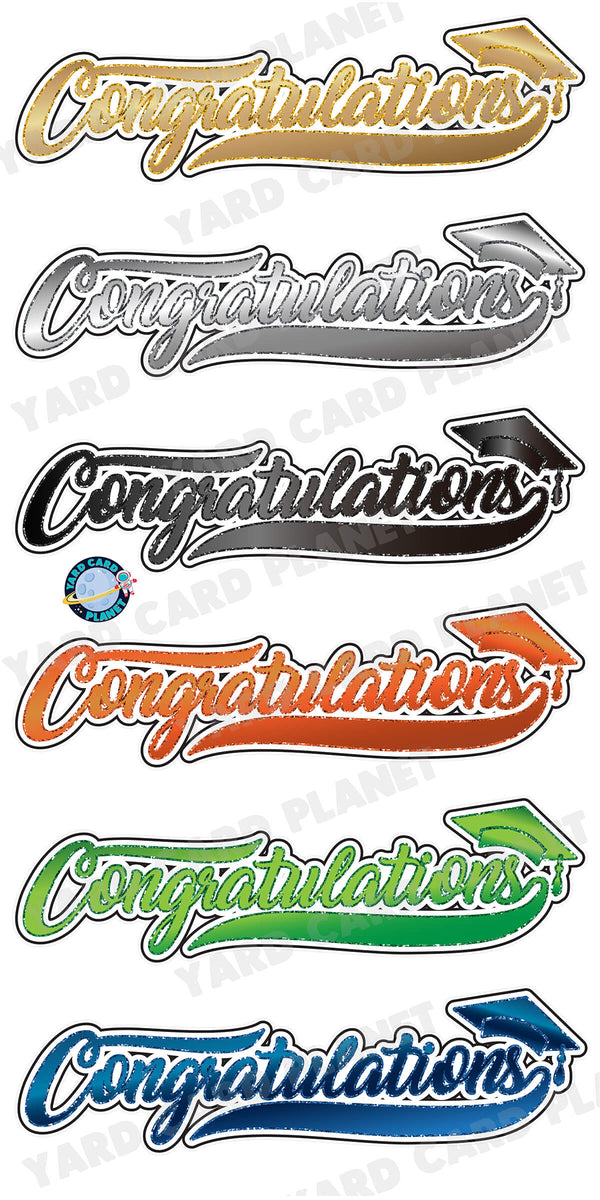 Gradient Glitter Pattern Congratulations Graduation EZ Quick Signs Yard Card Flair Set