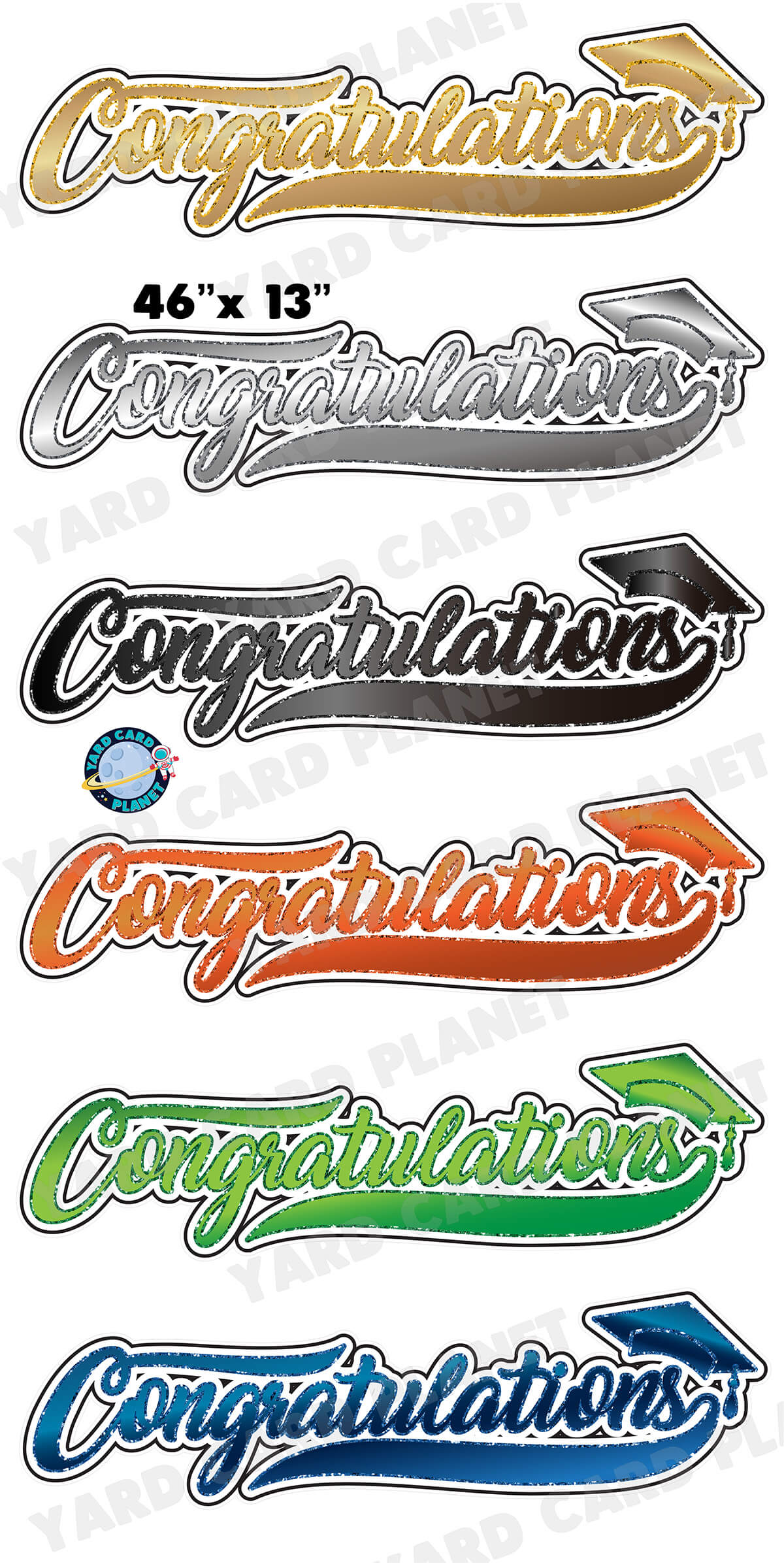 Gradient Glitter Pattern Congratulations Graduation EZ Quick Signs Yard Card Flair Set